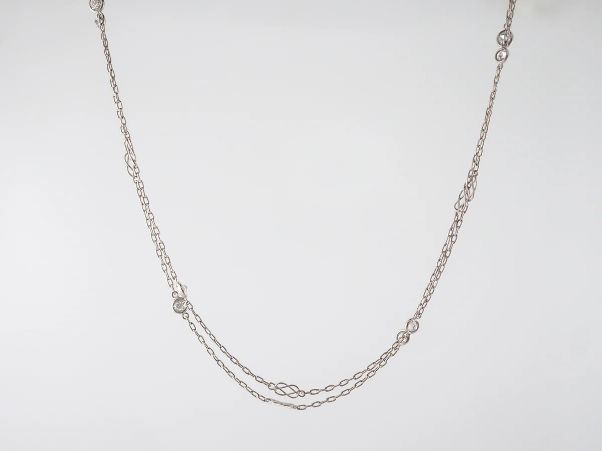 Vintage Necklace Art Deco 1.80 Old European Cut Diamonds in Platinum