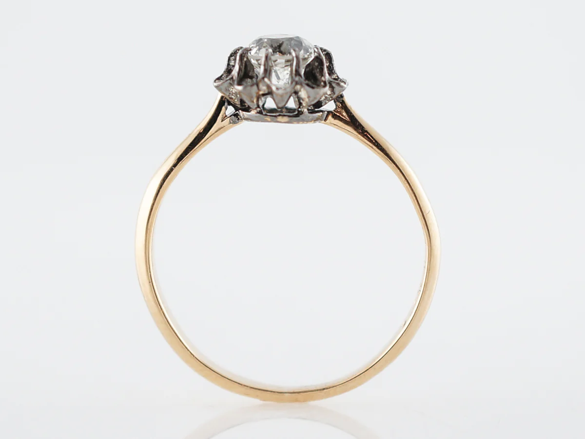 Vintage Old Mine Cut Diamond Solitaire Engagement Ring in Yellow Gold - Image 4
