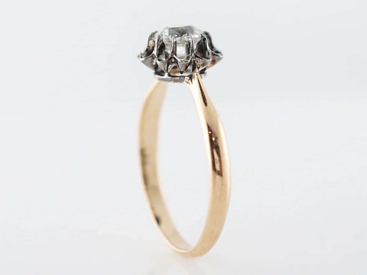 Vintage Old Mine Cut Diamond Solitaire Engagement Ring in Yellow Gold - Image 5