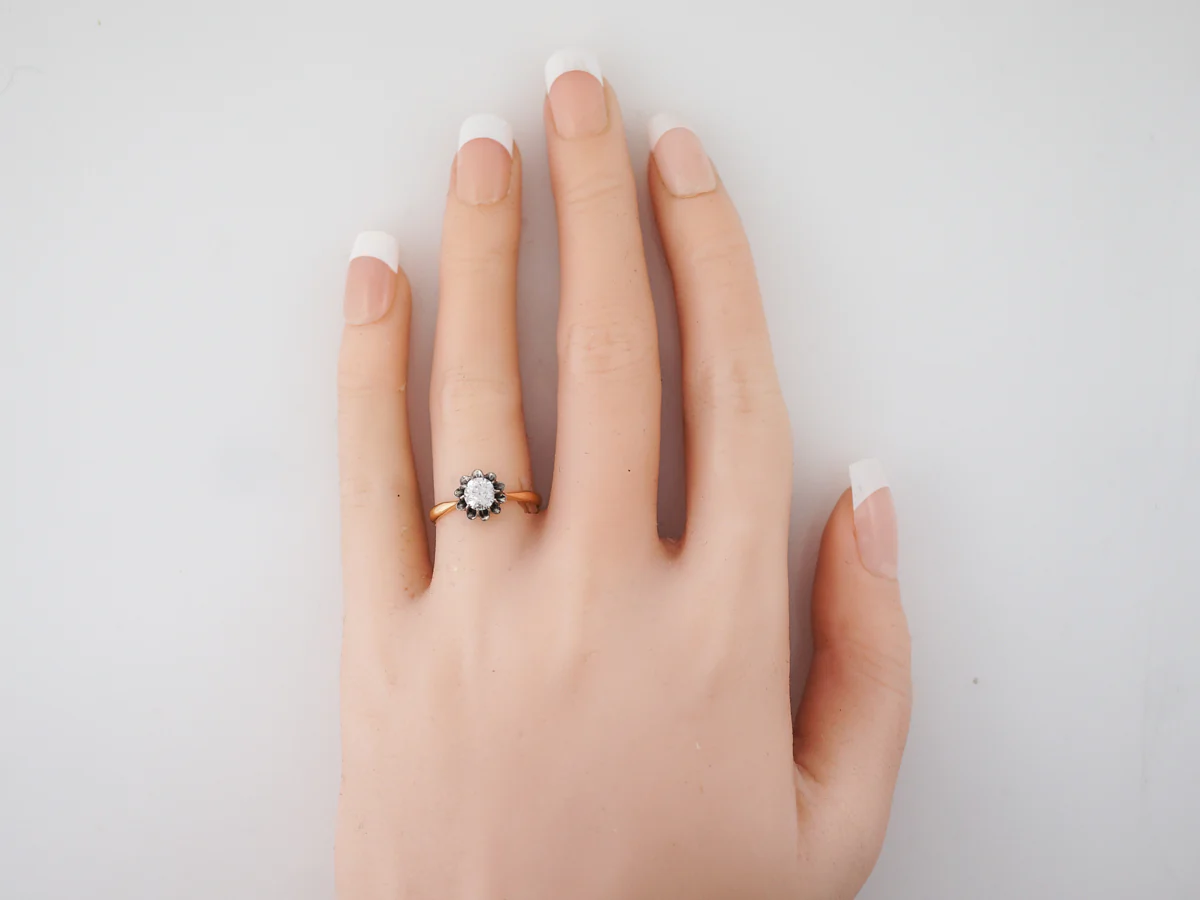 Vintage Old Mine Cut Diamond Solitaire Engagement Ring in Yellow Gold - Image 6