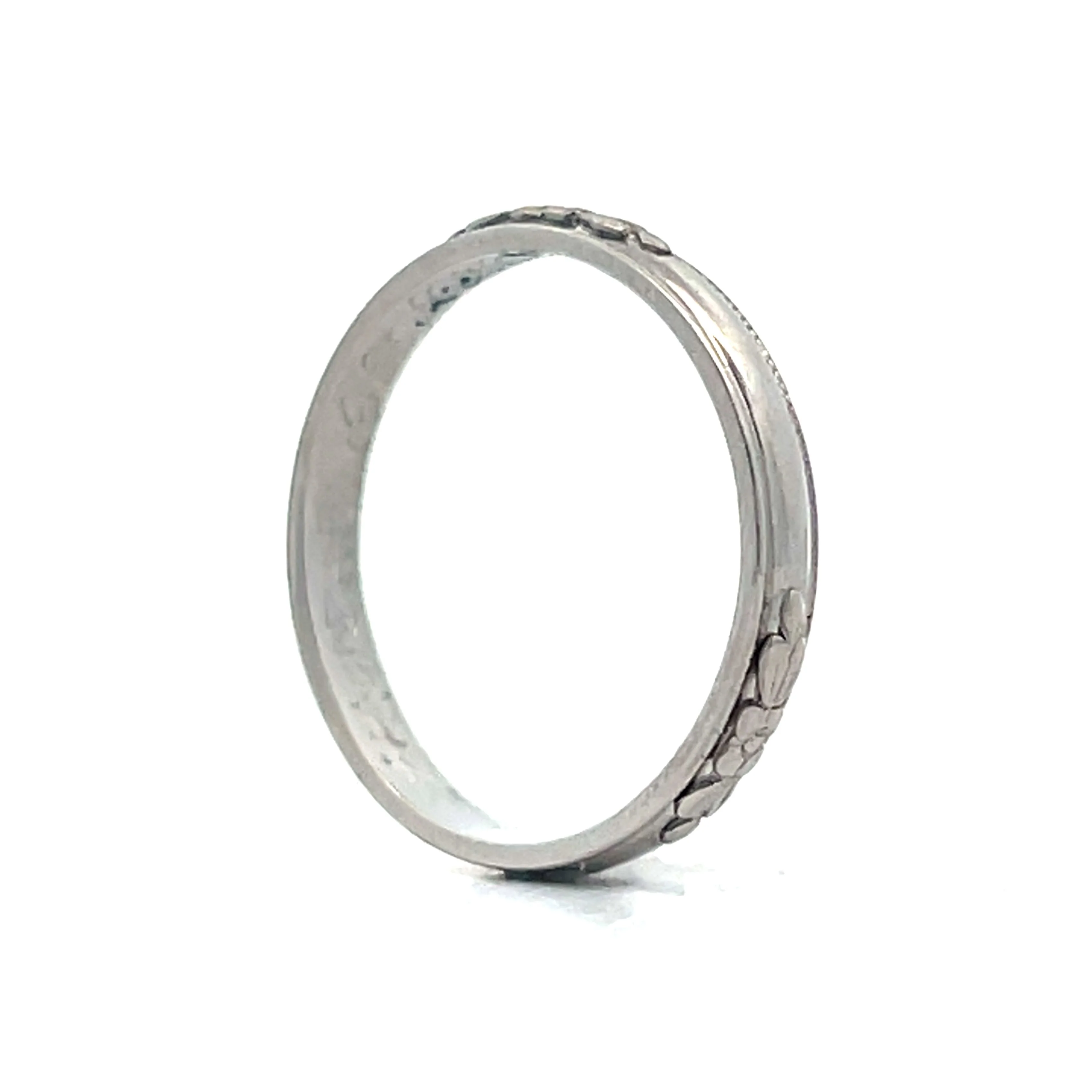 Vintage Orange Blossom Art Deco Wedding Band in Platinum - Image 5