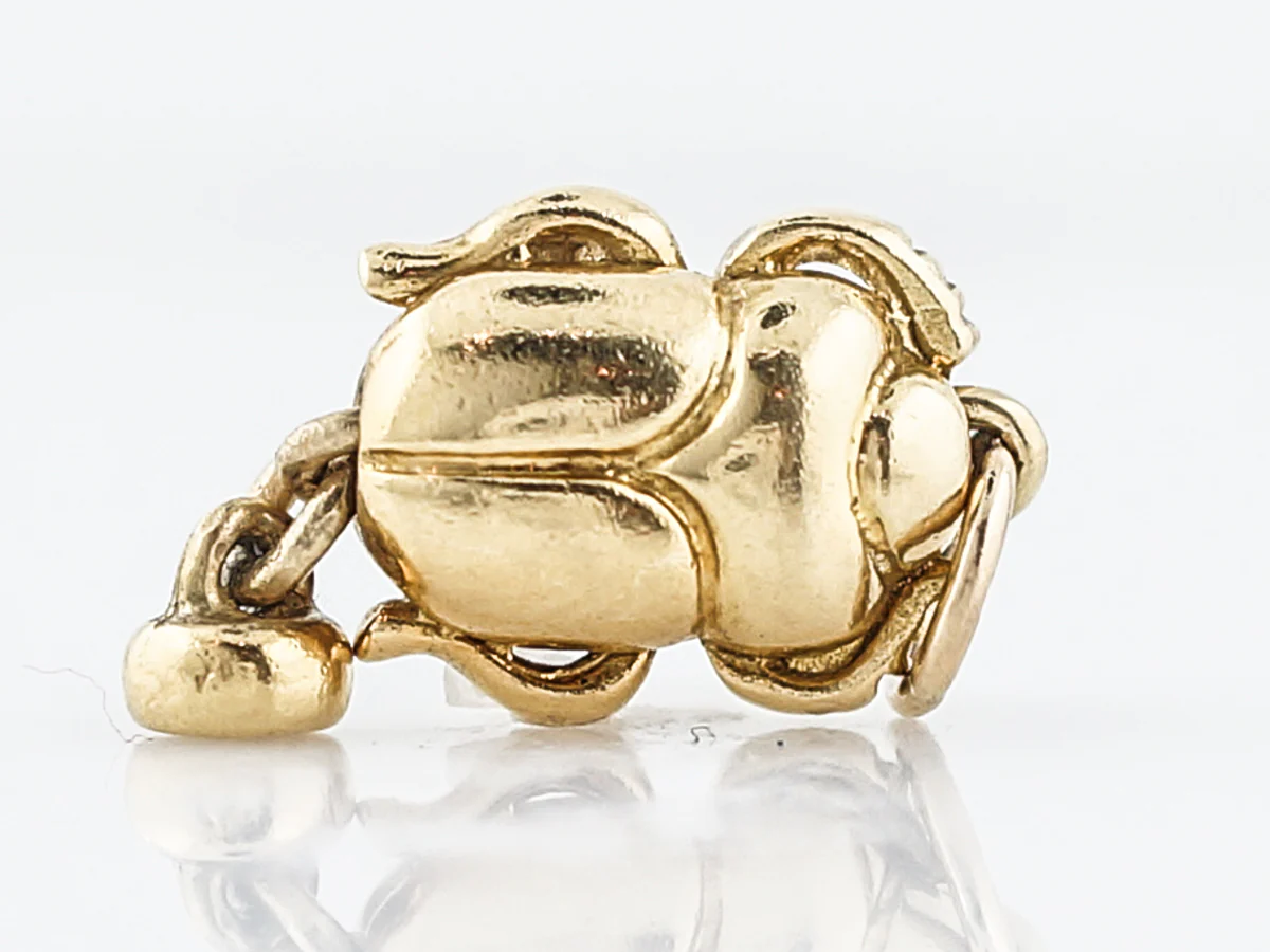 Vintage Pendant Charm Beetle Mid-Century 22k Yellow Gold