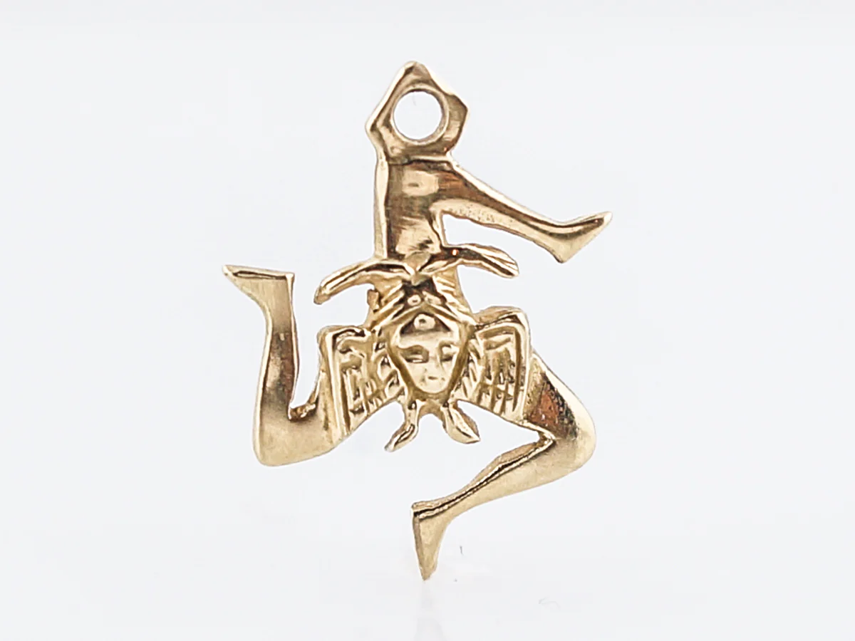 Vintage Pendant Charm Trinacria Mid-Century 22k Yellow Gold