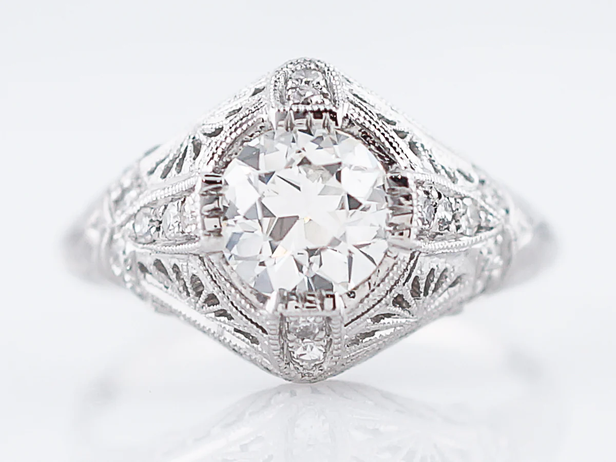 Vintage Platinum Filigree Diamond Engagement Ring