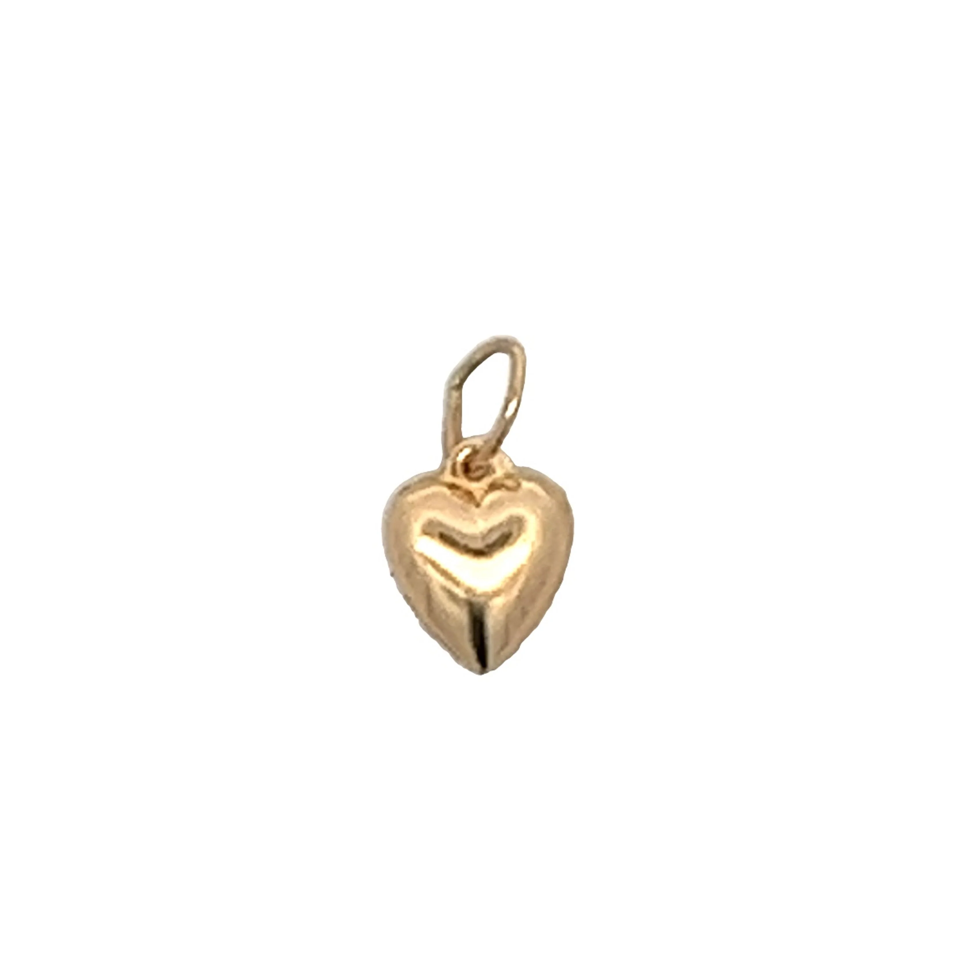 Vintage Puffy Heart Charm in 14k Yellow Gold