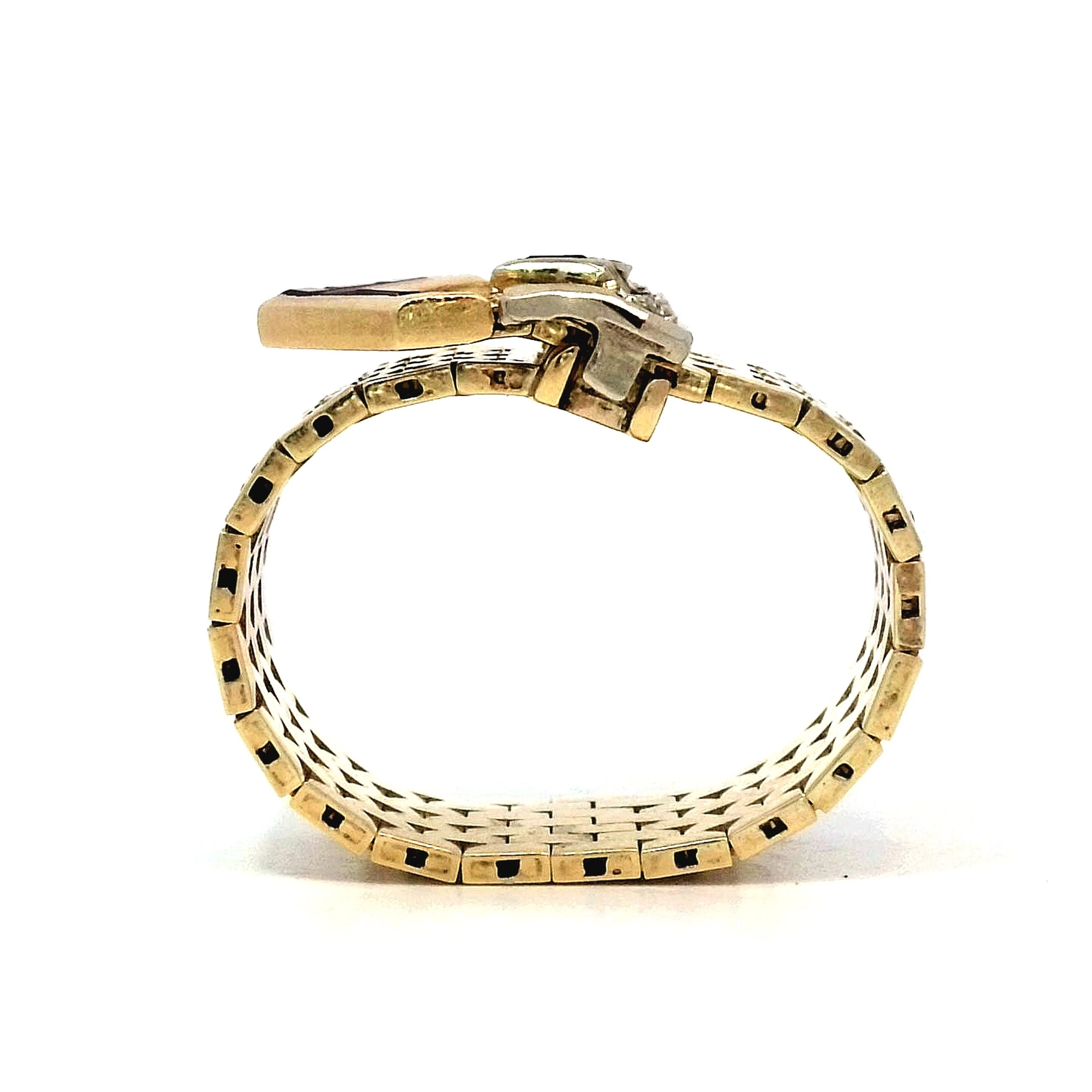 Vintage Retro Diamond Buckle Ring in 14k Yellow Gold - Image 4