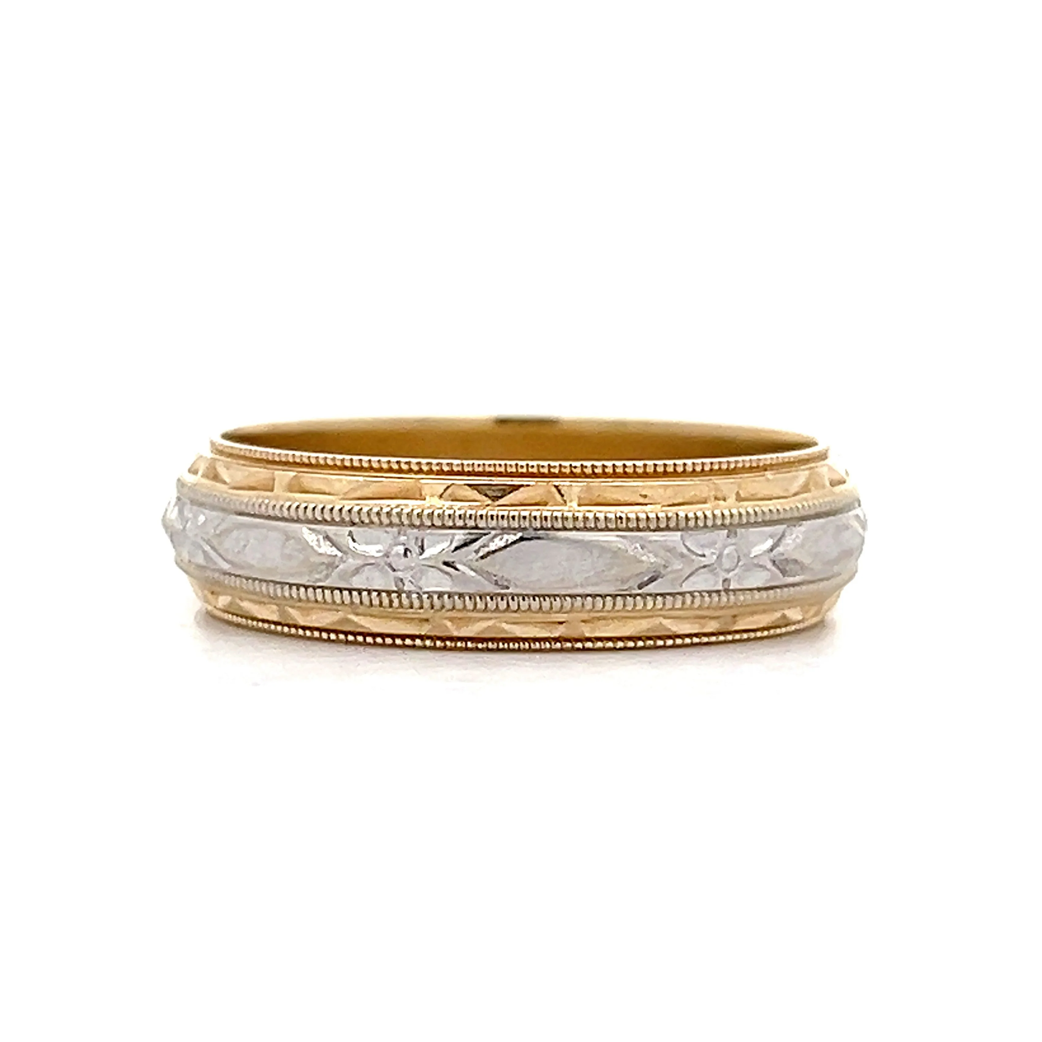 Vintage Retro Fancy Men's Wedding Band in 14k - Image 2