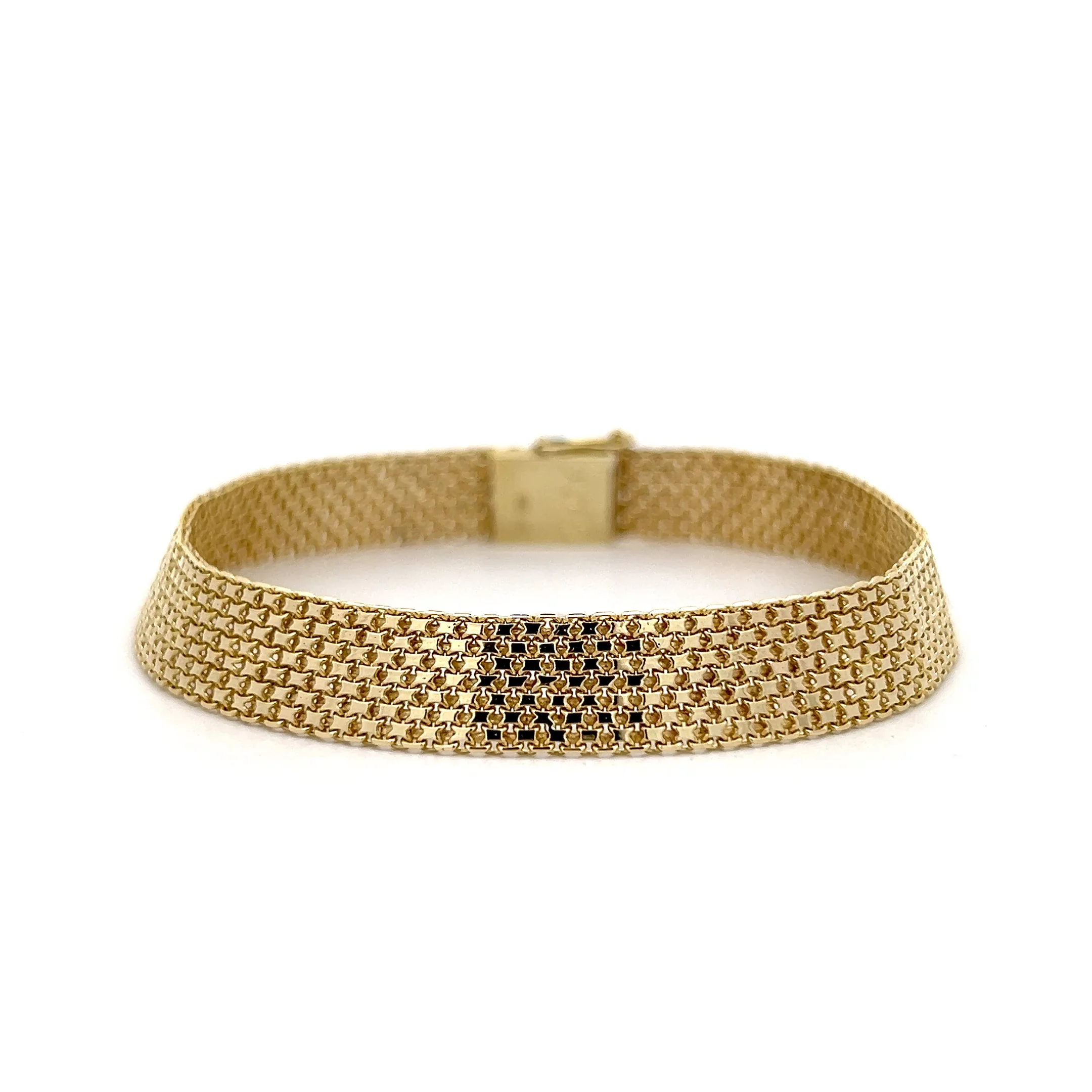 Vintage Retro Mesh Chain Bracelet 14k Yellow Gold