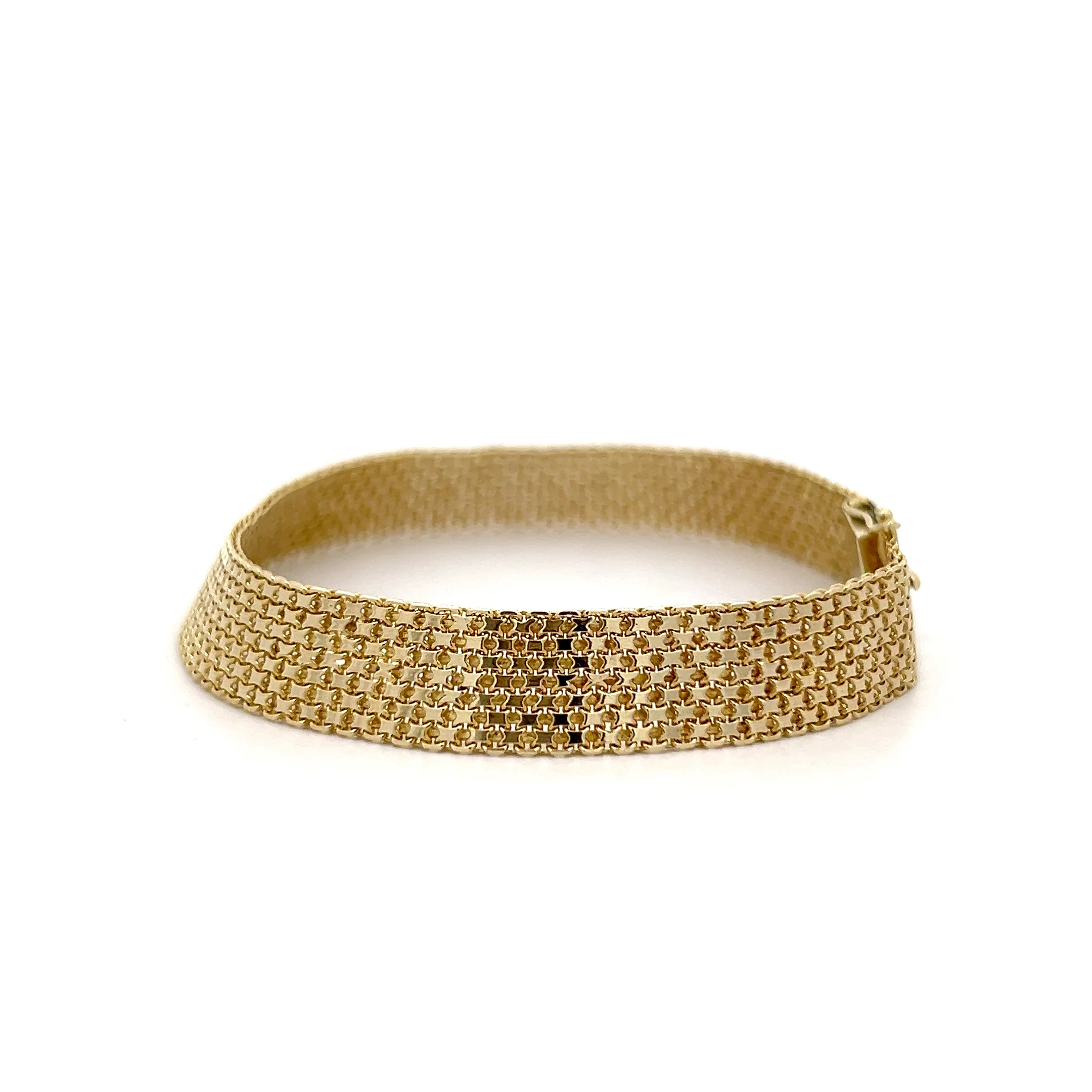 Vintage Retro Mesh Chain Bracelet 14k Yellow Gold - Image 2