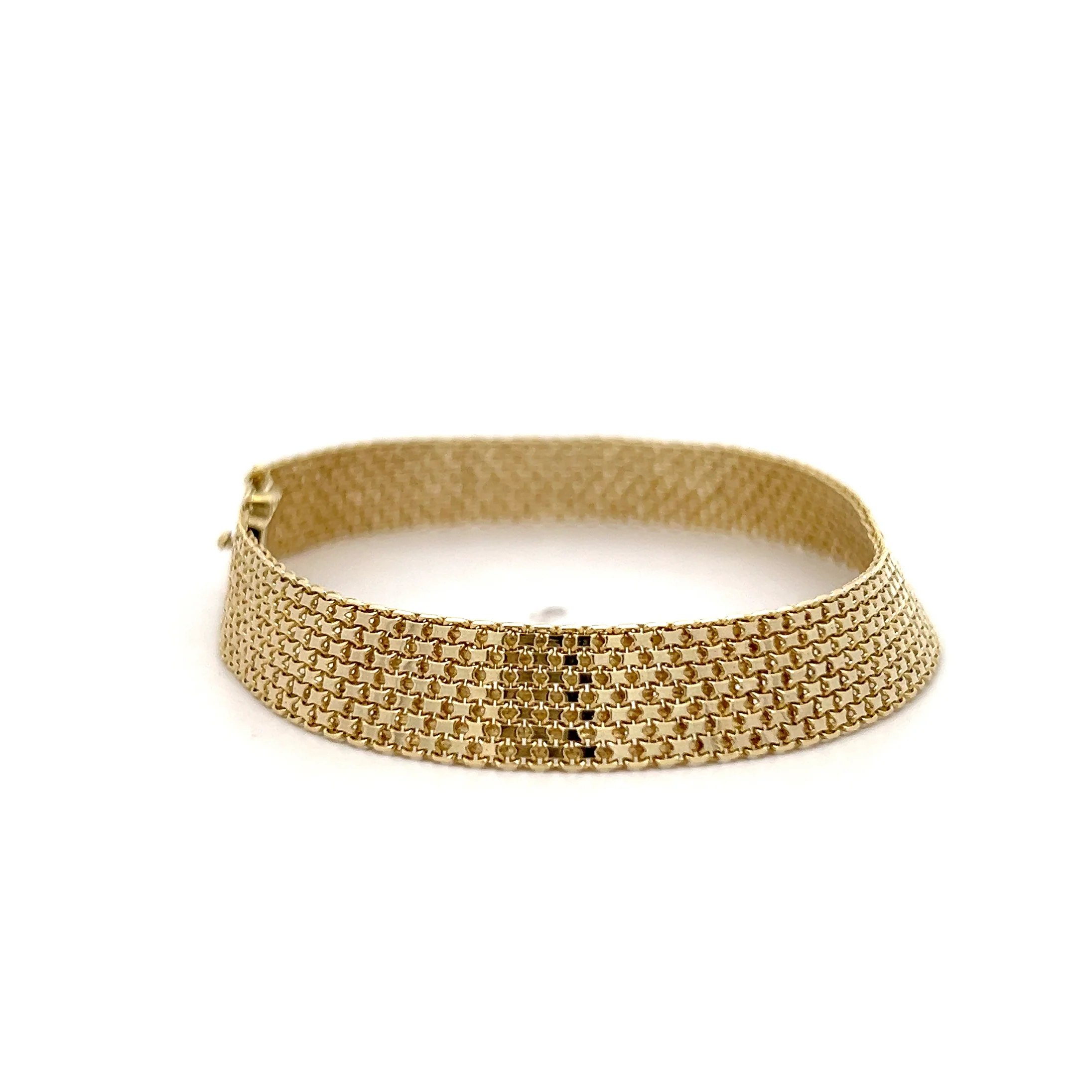 Vintage Retro Mesh Chain Bracelet 14k Yellow Gold - Image 3