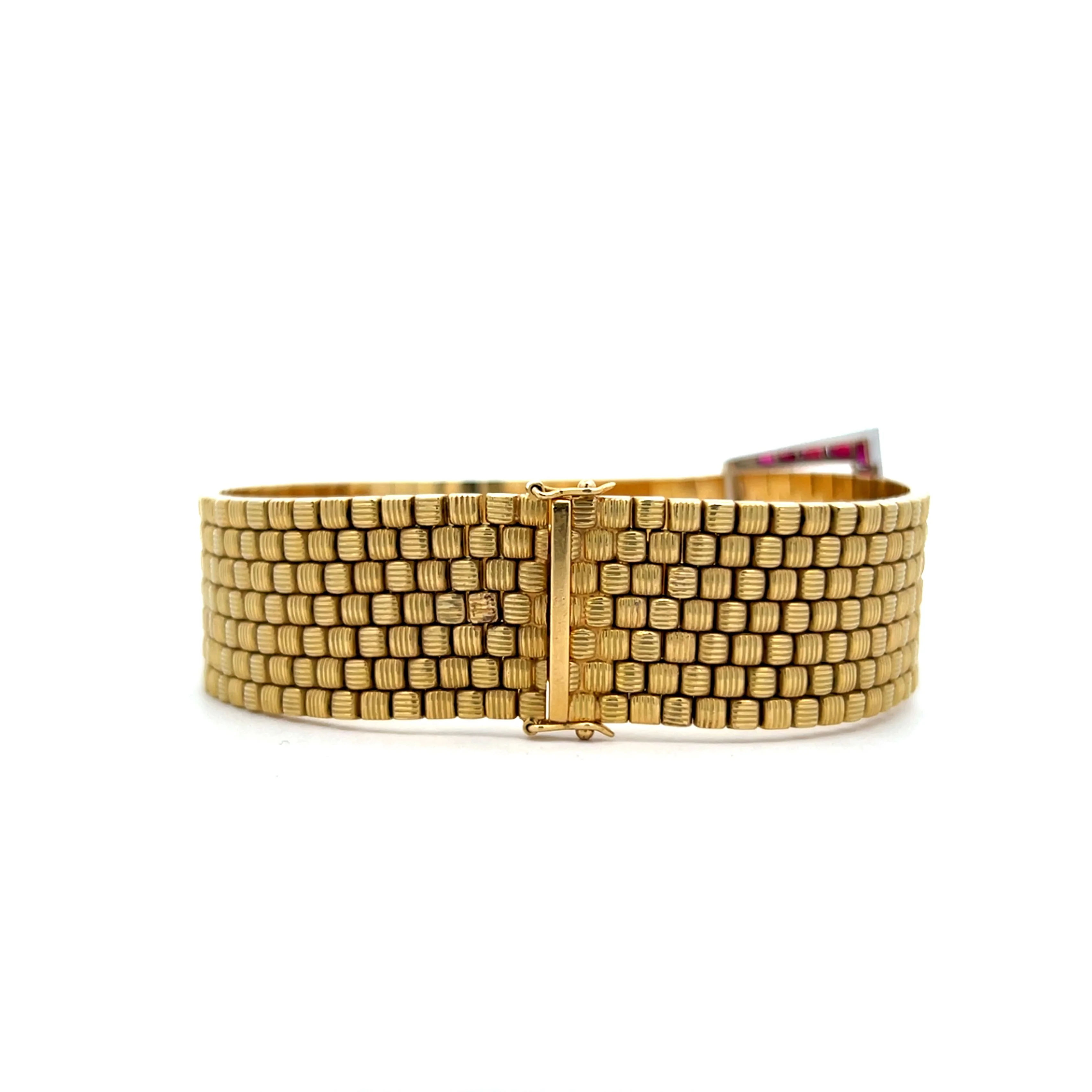 Vintage Retro Ruby Buckle Bracelet in 18k Yellow Gold - Image 4