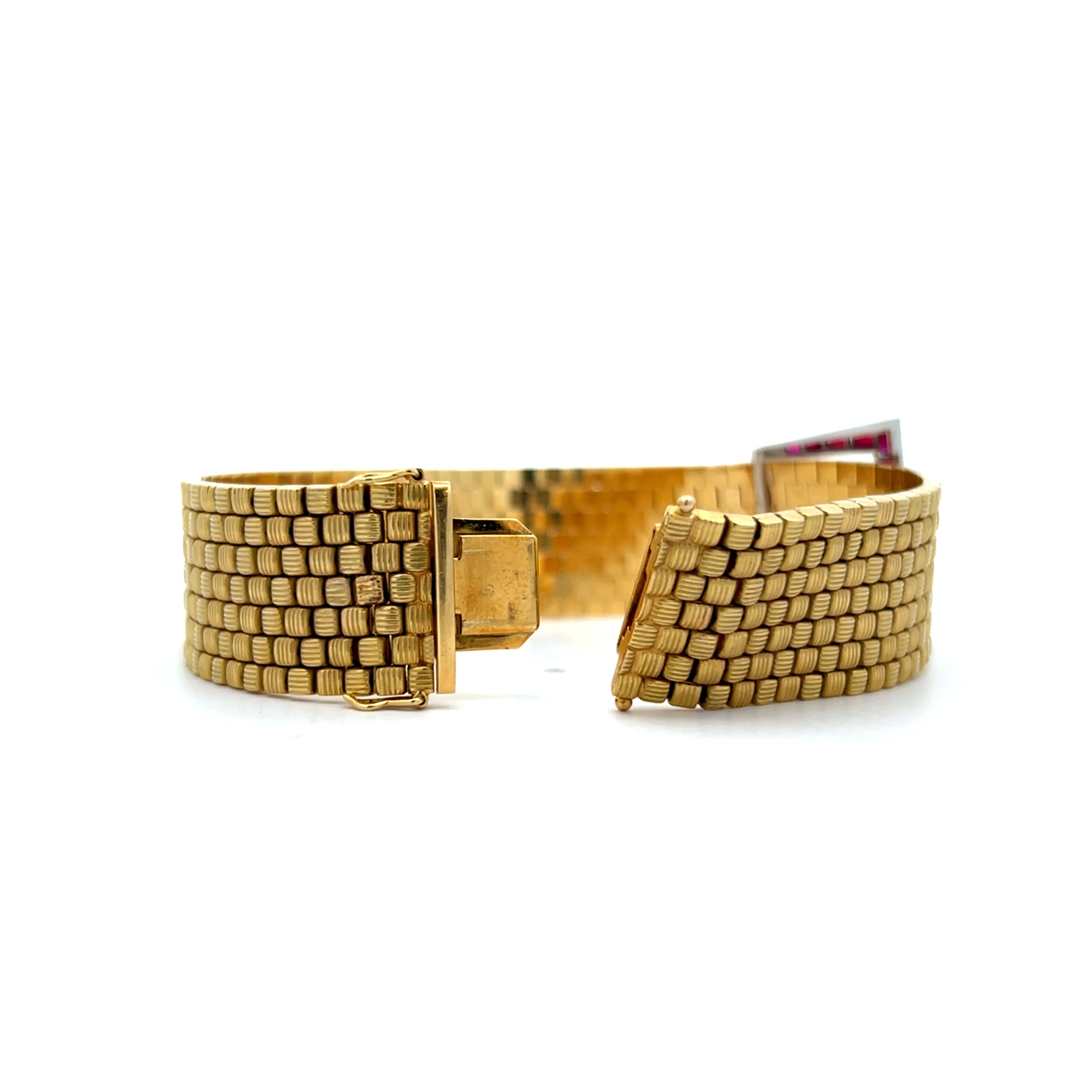 Vintage Retro Ruby Buckle Bracelet in 18k Yellow Gold - Image 5