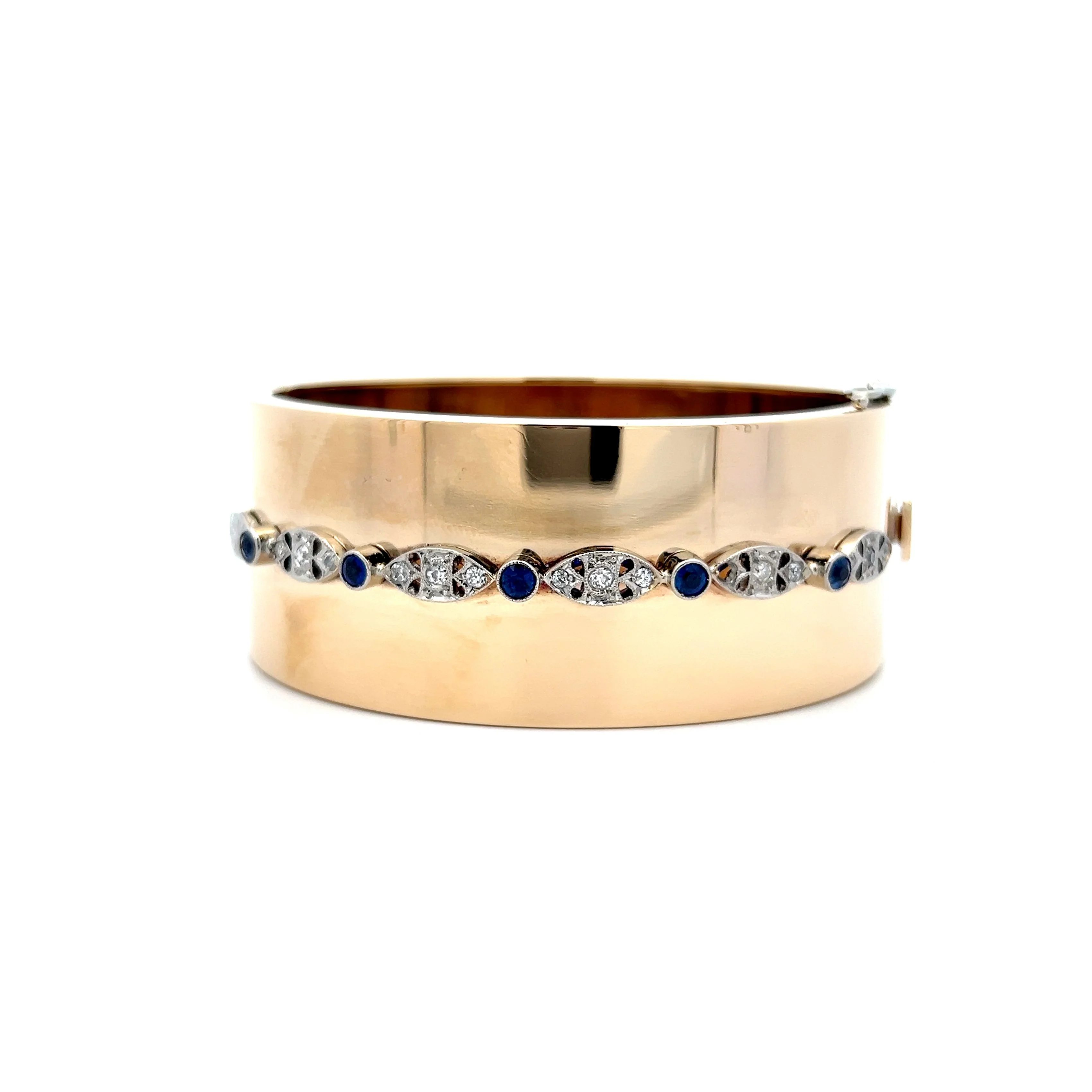 Vintage Retro Sapphire & Diamond Bracelet in 14k/Platinum - Image 2