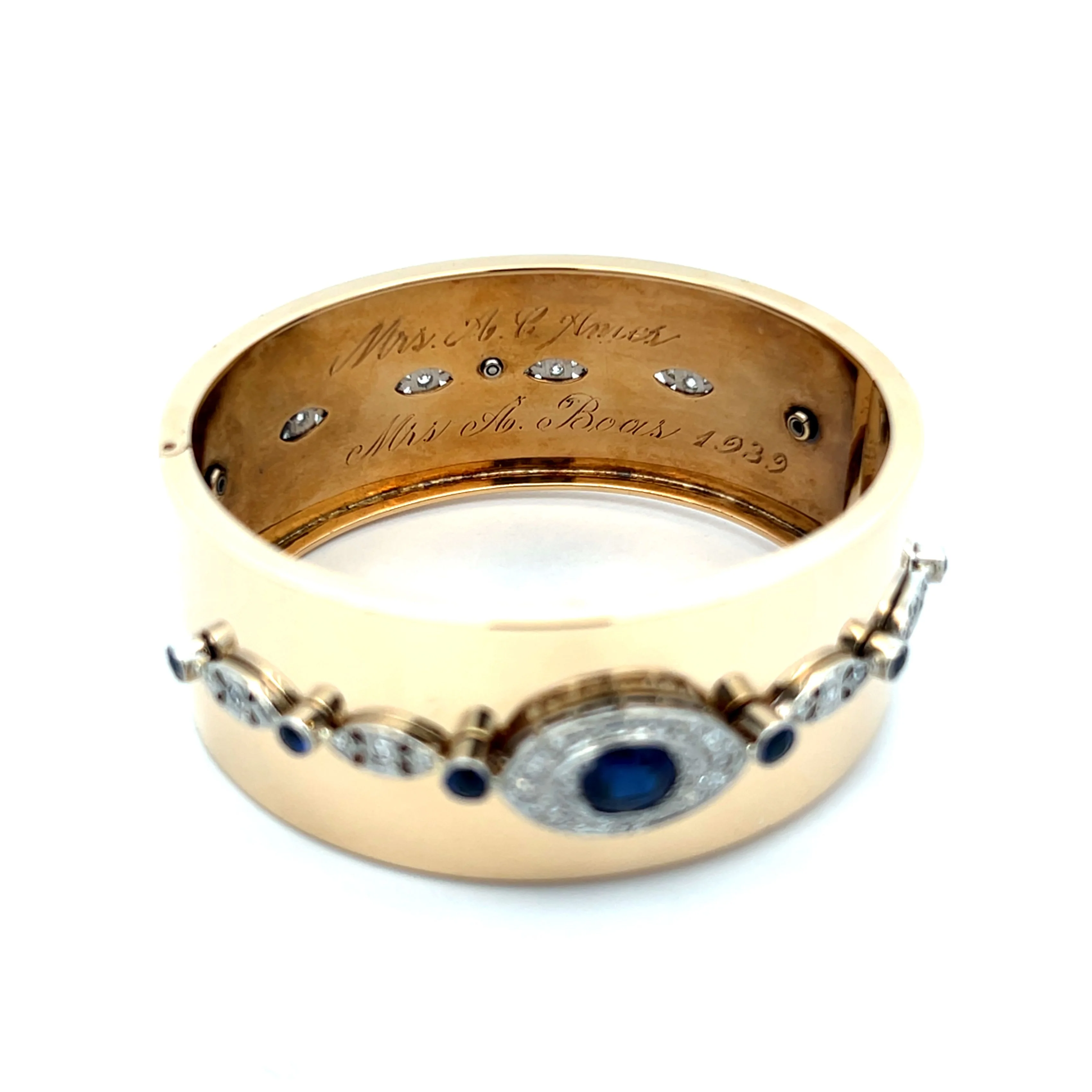 Vintage Retro Sapphire & Diamond Bracelet in 14k/Platinum - Image 5