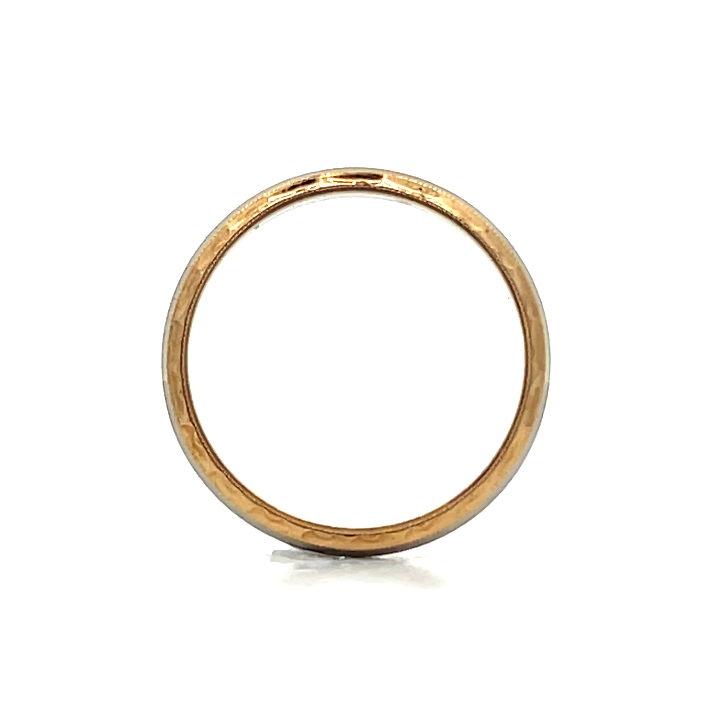 Vintage Retro Two-Tone Milgrain Wedding Band in 14k - Image 4
