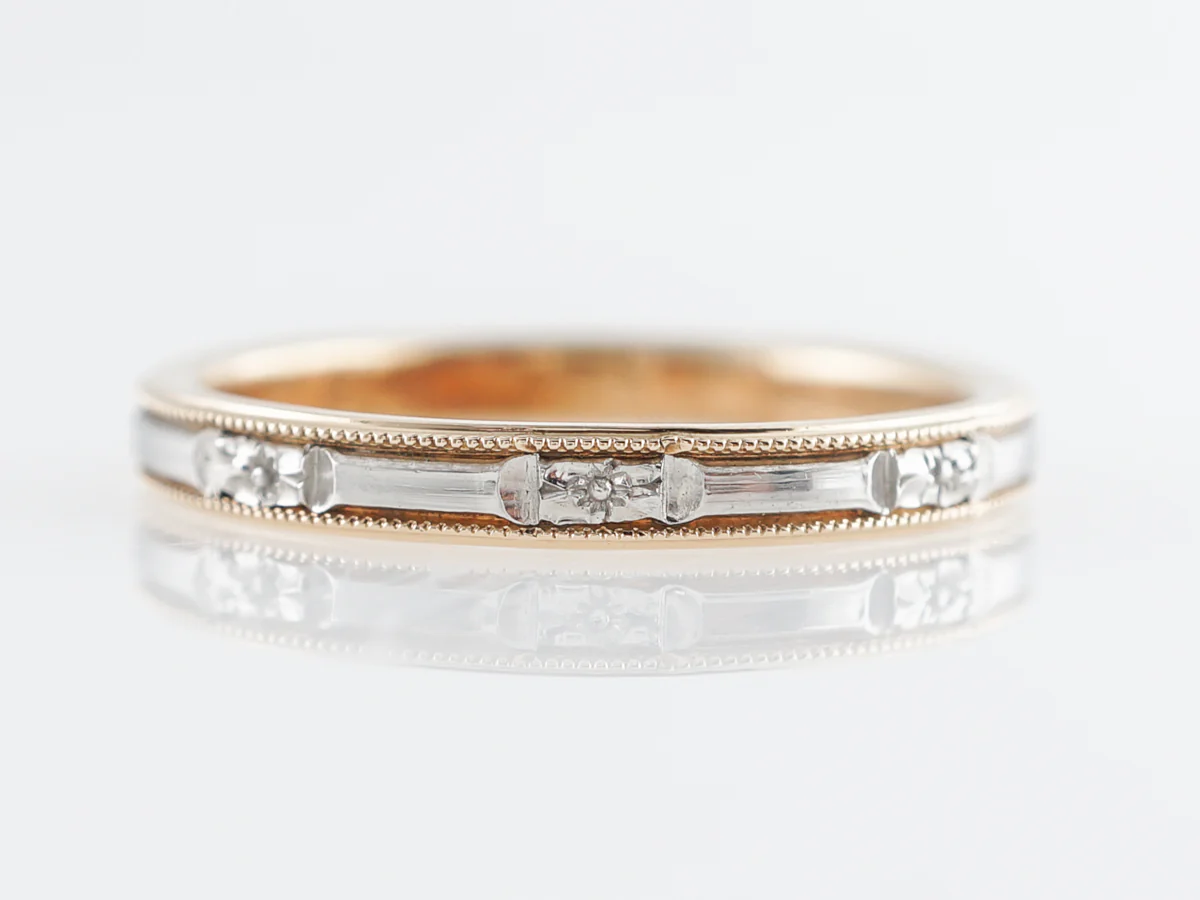 Vintage Retro Two-Tone Wedding Band in 18k & Platinum