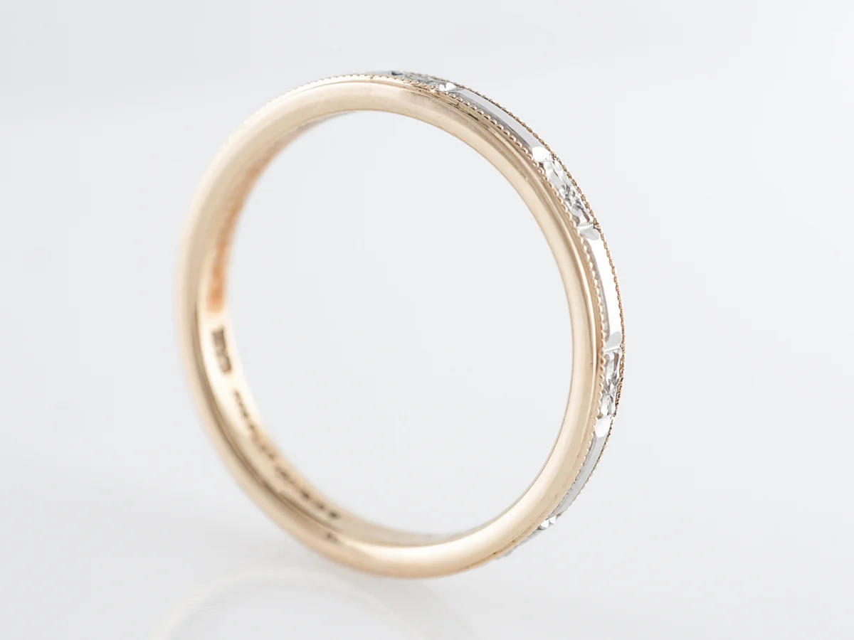 Vintage Retro Two-Tone Wedding Band in 18k & Platinum - Image 4