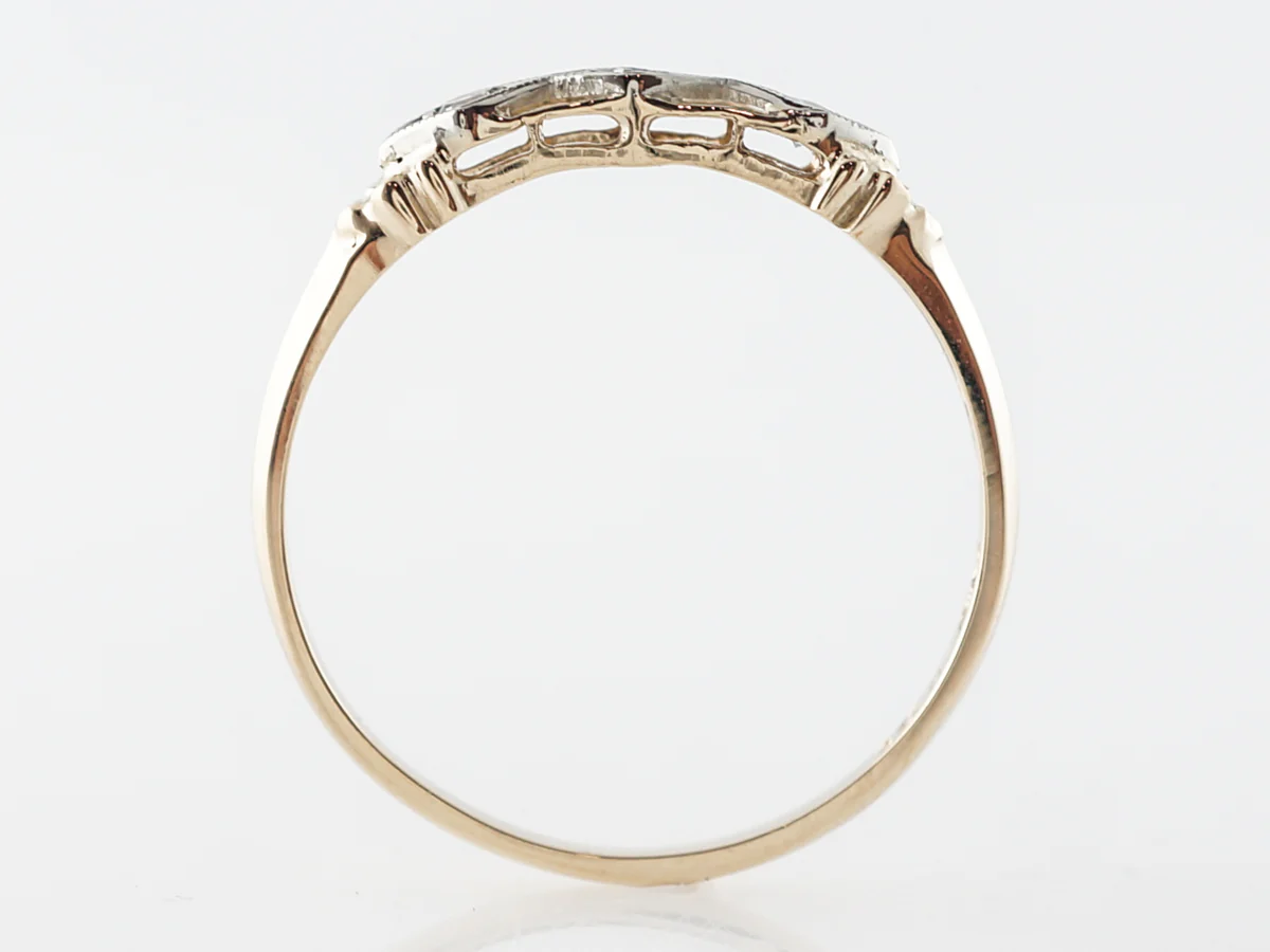 Vintage Retro Wedding Band w/ Diamonds in 14k - Image 4