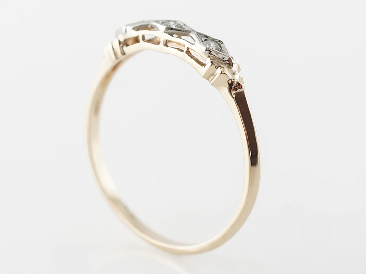 Vintage Retro Wedding Band w/ Diamonds in 14k - Image 5