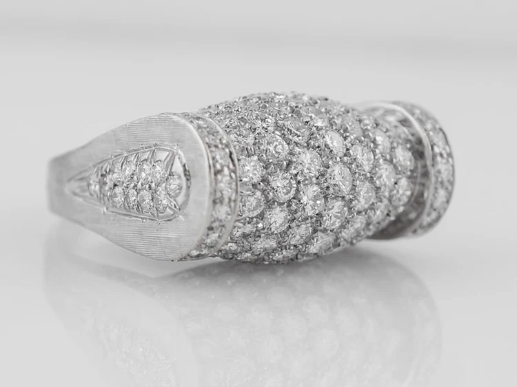 Vintage Right Hand Ring Mid Century Hammerman Brothers 5.10cttw Round Brilliant Cut Diamonds in Platinum - Image 2