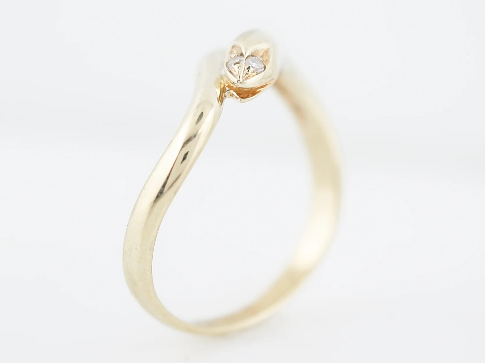 Vintage Right Hand Snake Ring Mid-Century .02 Single Cut Diamonds in 14K Yellow Gold - Image 2