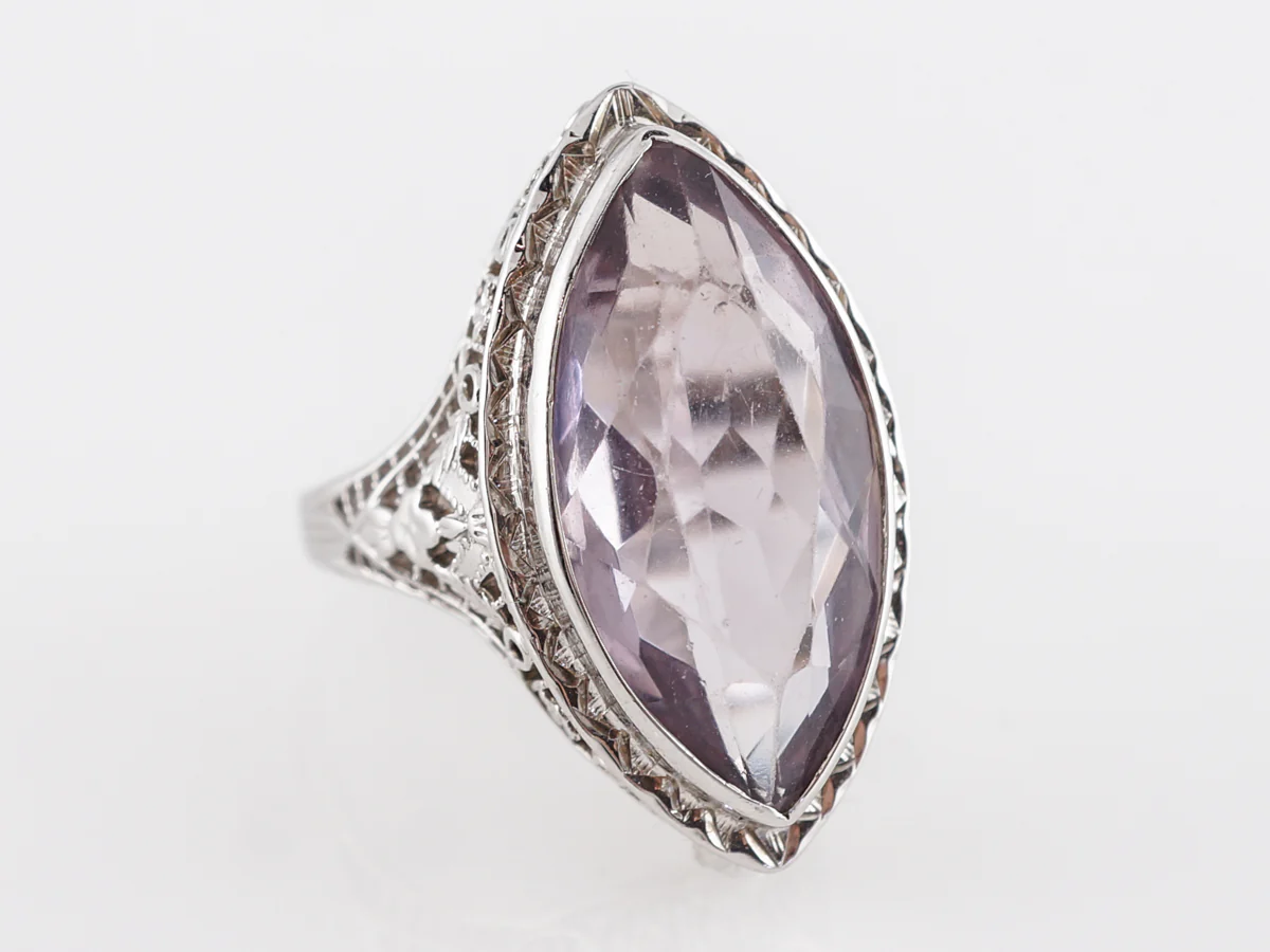 Vintage Solitaire Marquise Amethyst Ring in 14k - Image 3