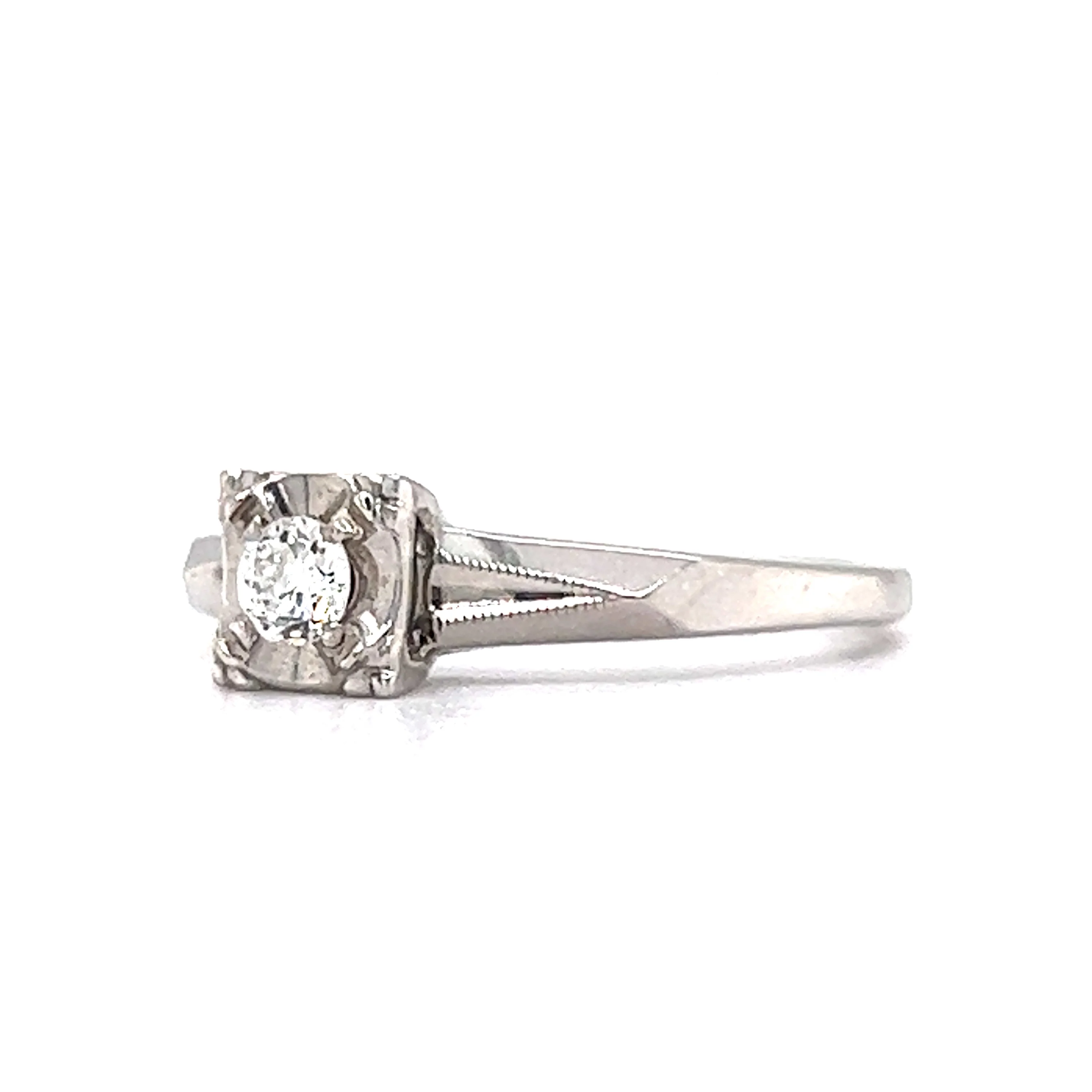 Vintage Split Shank Diamond Engagement Ring in 14k - Image 2