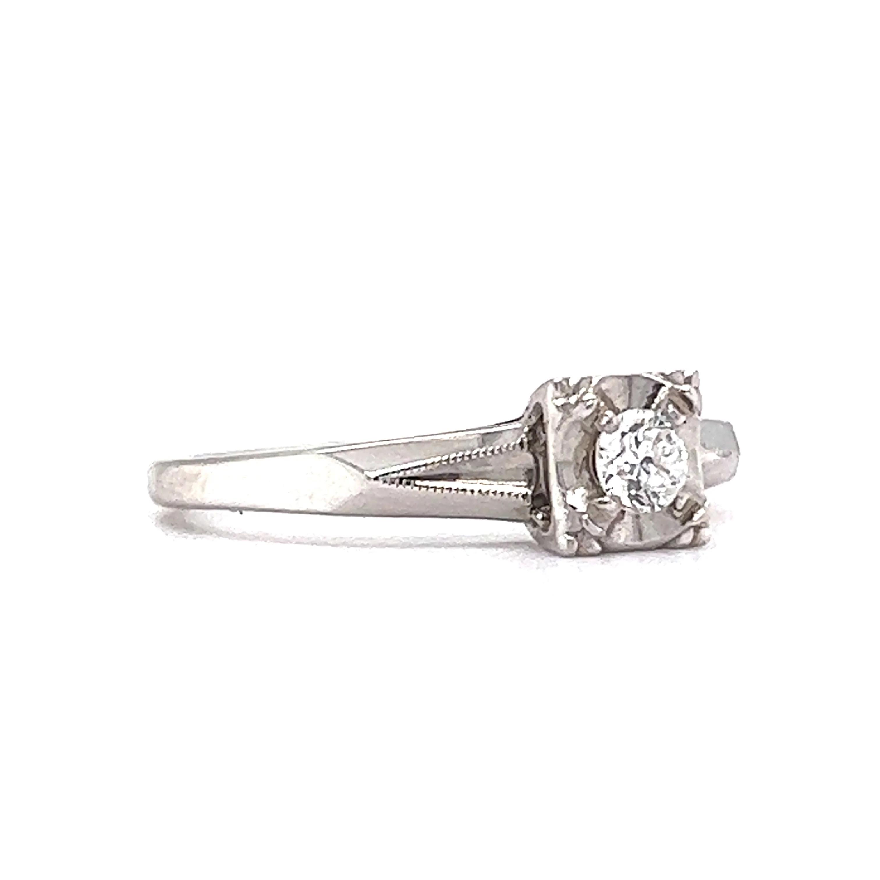 Vintage Split Shank Diamond Engagement Ring in 14k - Image 3