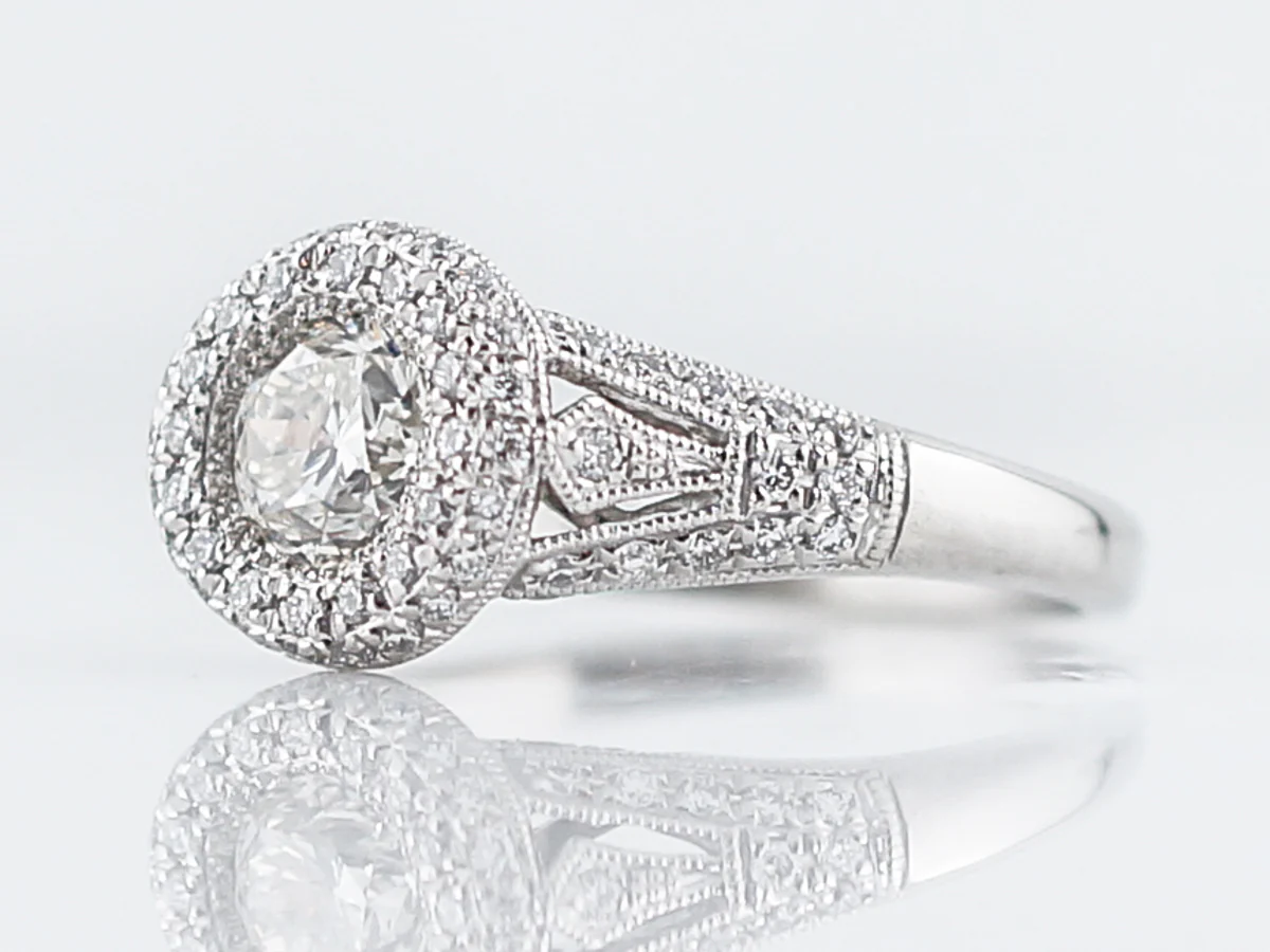 Vintage Style Diamond Cluster Engagement Ring in Platinum - Image 2