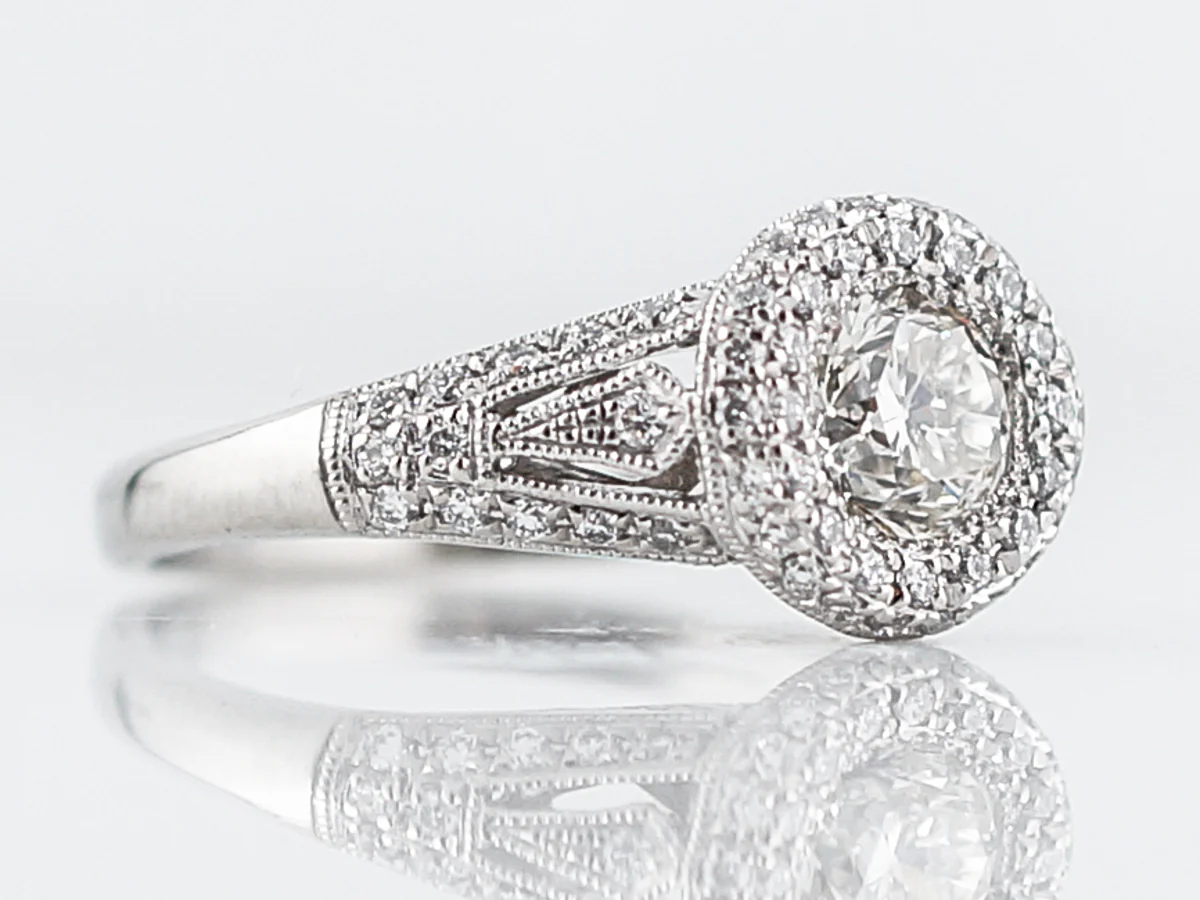 Vintage Style Diamond Cluster Engagement Ring in Platinum - Image 3