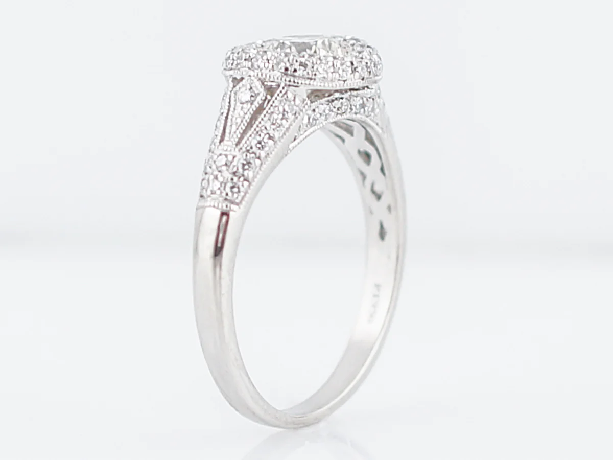 Vintage Style Diamond Cluster Engagement Ring in Platinum - Image 5