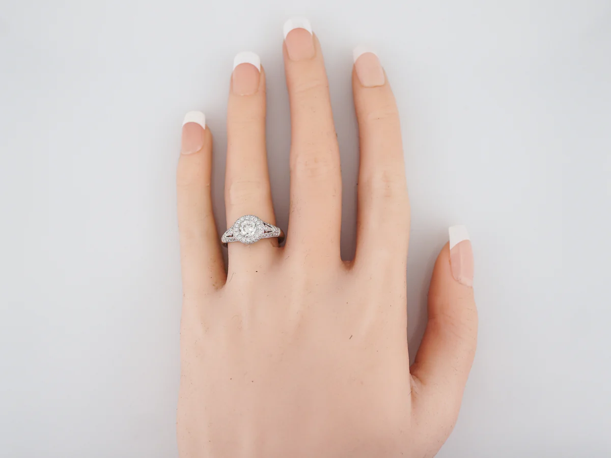 Vintage Style Diamond Cluster Engagement Ring in Platinum - Image 6