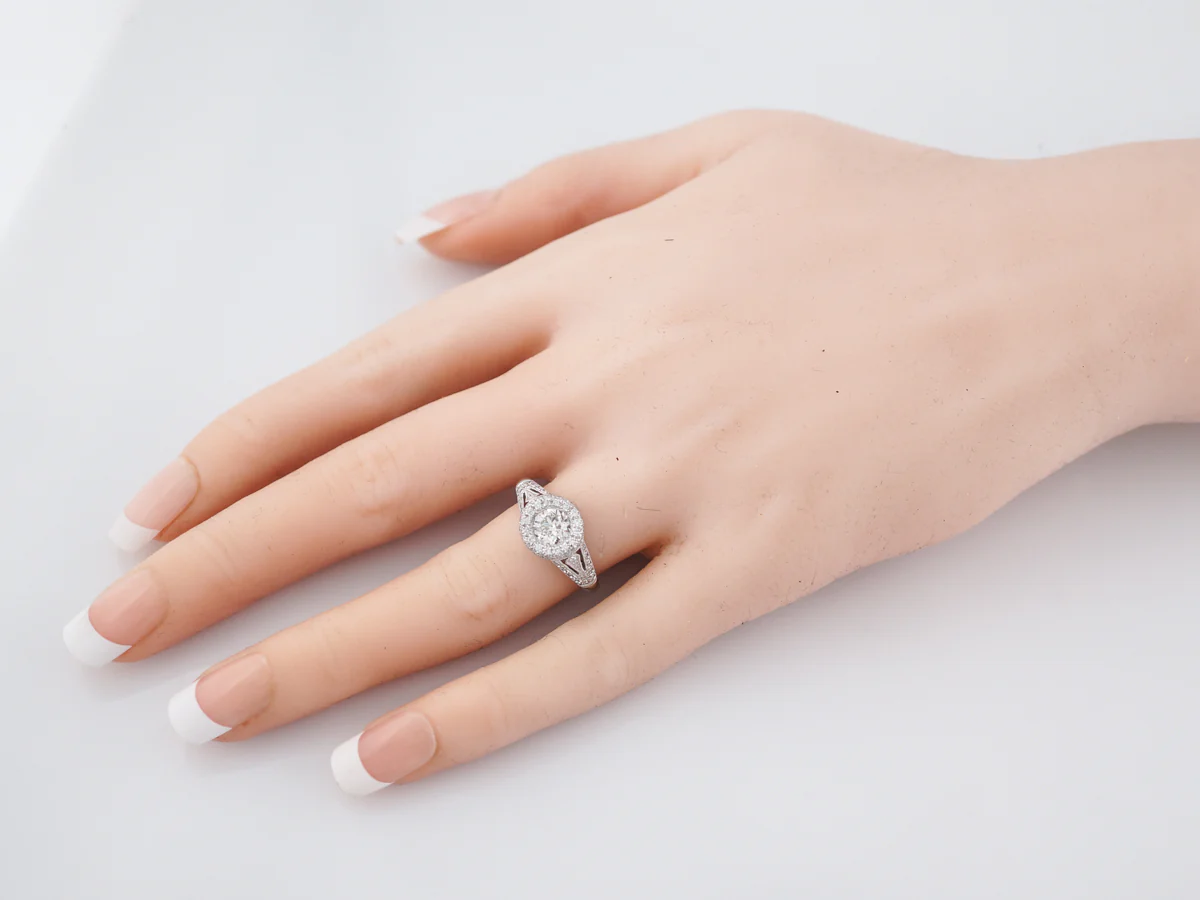 Vintage Style Diamond Cluster Engagement Ring in Platinum - Image 7