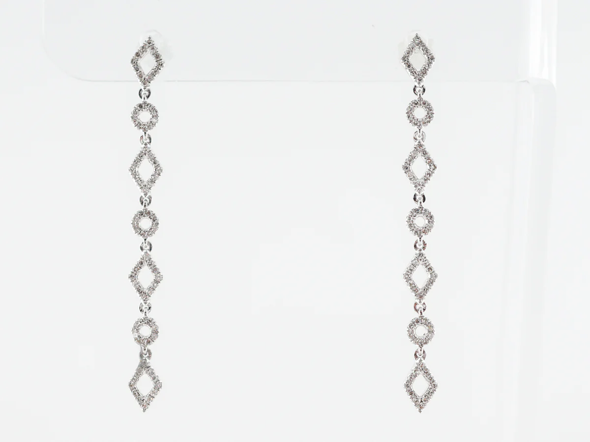 Vintage Style Single Cut Diamond Drop Earrings in 18k White Gold