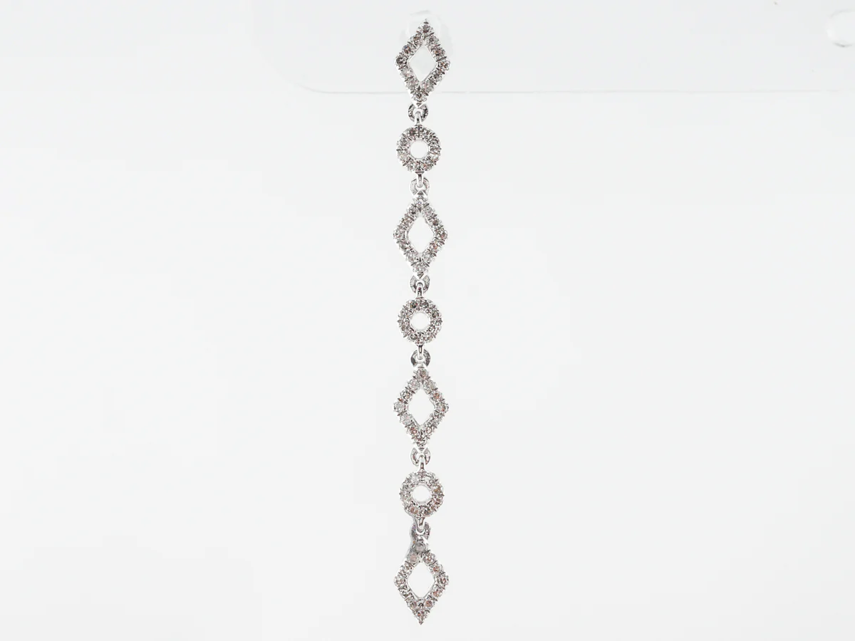 Vintage Style Single Cut Diamond Drop Earrings in 18k White Gold - Image 3