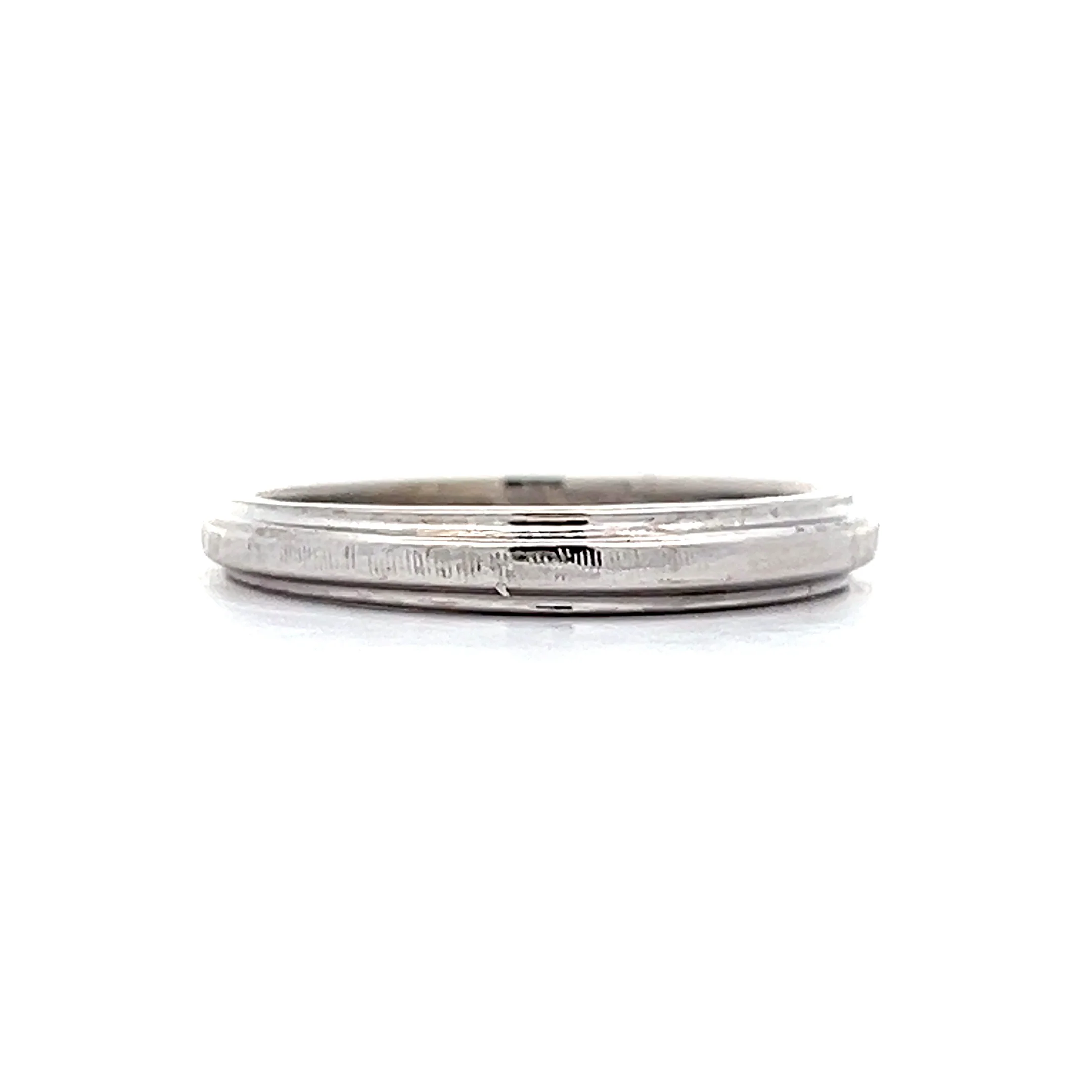Vintage Textured Wedding Band in 14k White Gold - Image 3