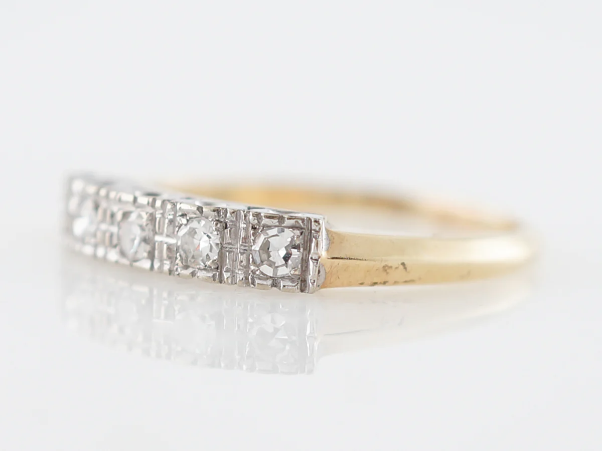 Vintage Two-Toned Retro 1940's Diamond Wedding Band - Image 2