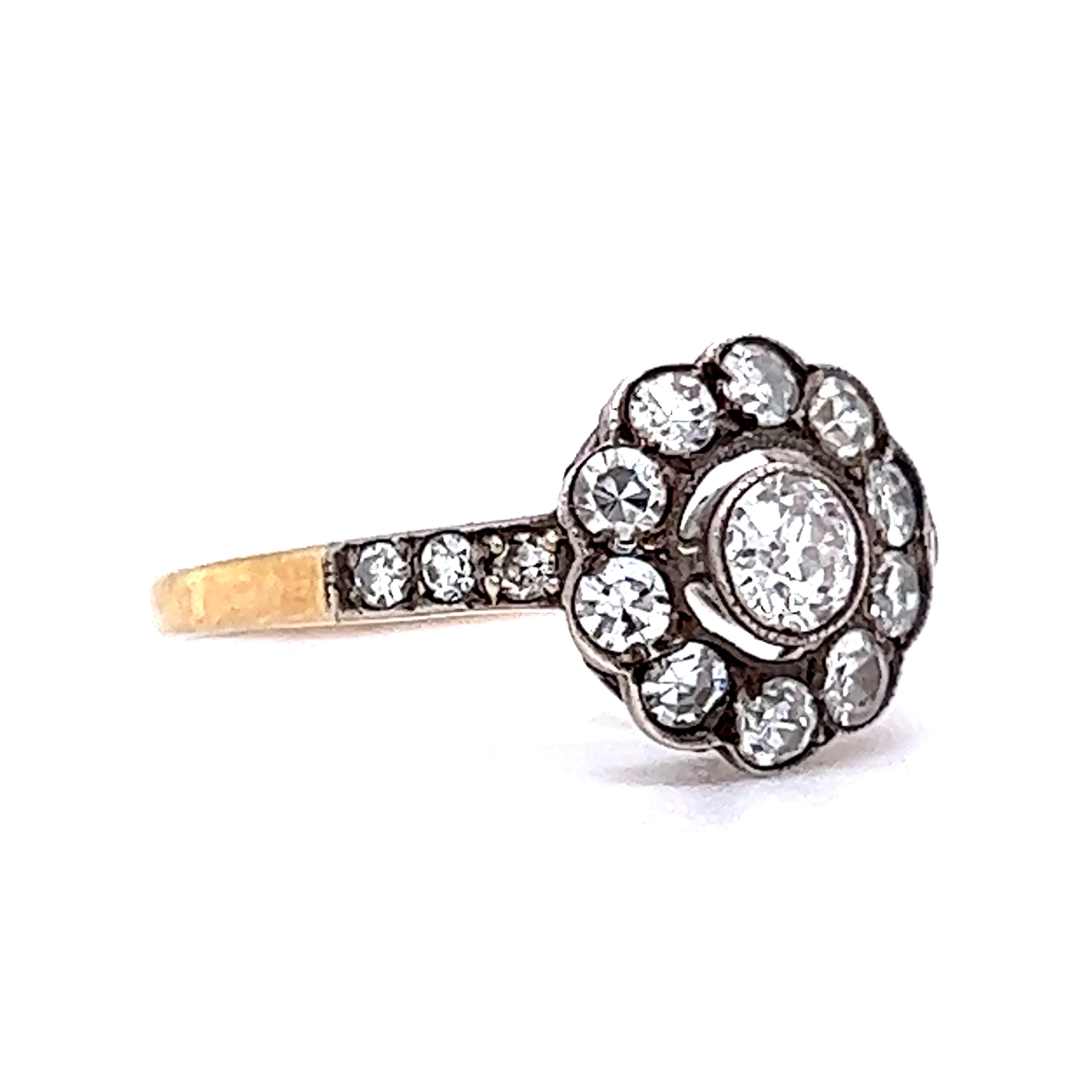 Vintage Victorian Diamond Cluster Engagement Ring in Yellow Gold - Image 3