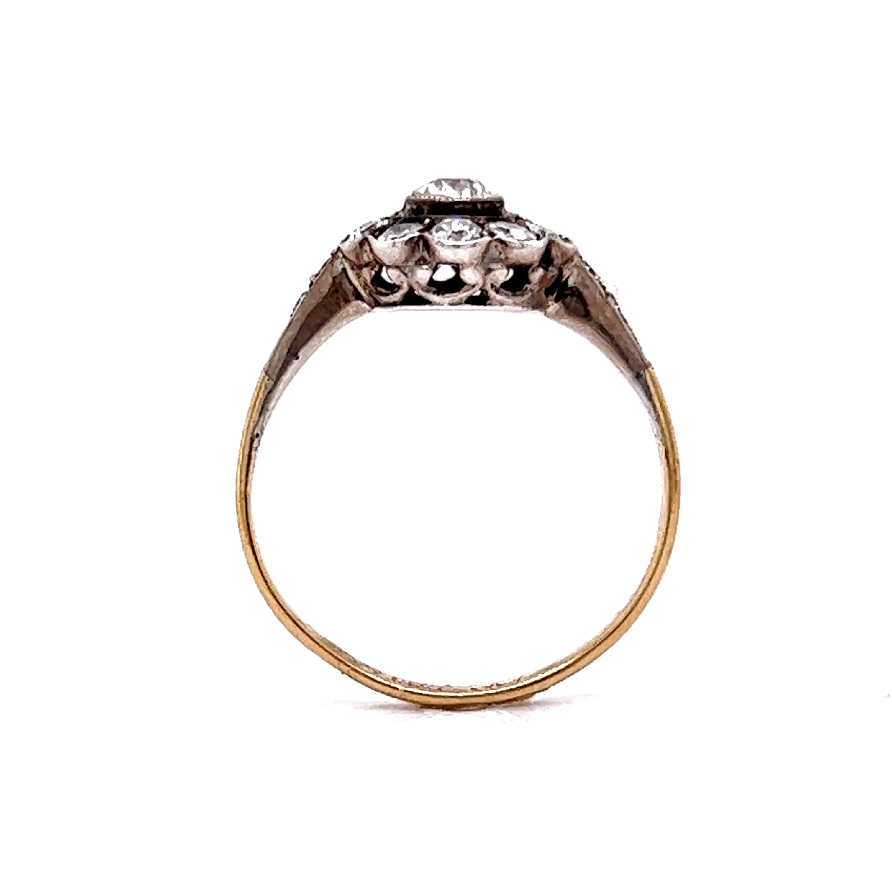 Vintage Victorian Diamond Cluster Engagement Ring in Yellow Gold - Image 4