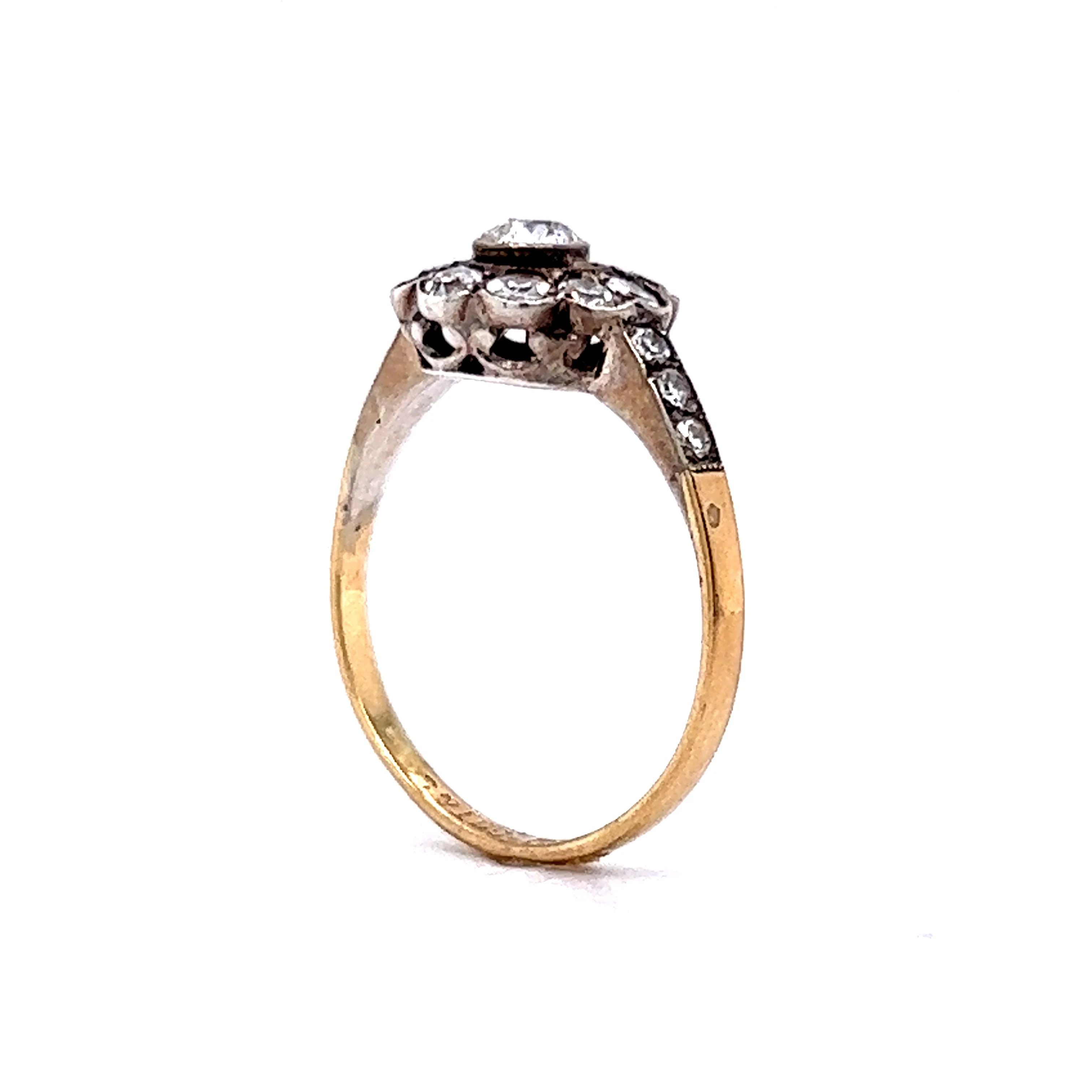 Vintage Victorian Diamond Cluster Engagement Ring in Yellow Gold - Image 5