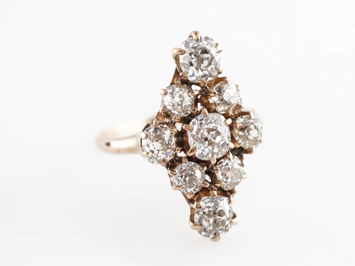 Vintage Victorian Mine Cut Diamond Ring 14k Yellow Gold - Image 3