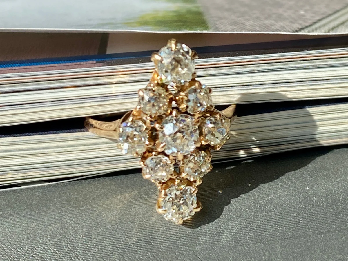 Vintage Victorian Mine Cut Diamond Ring 14k Yellow Gold - Image 5