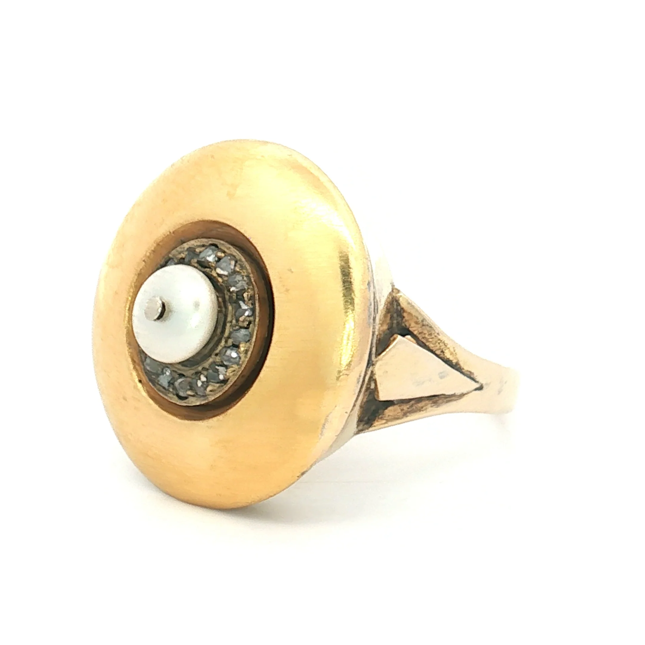 Vintage Victorian Pearl & Diamond Cocktail Ring 14k - Image 2