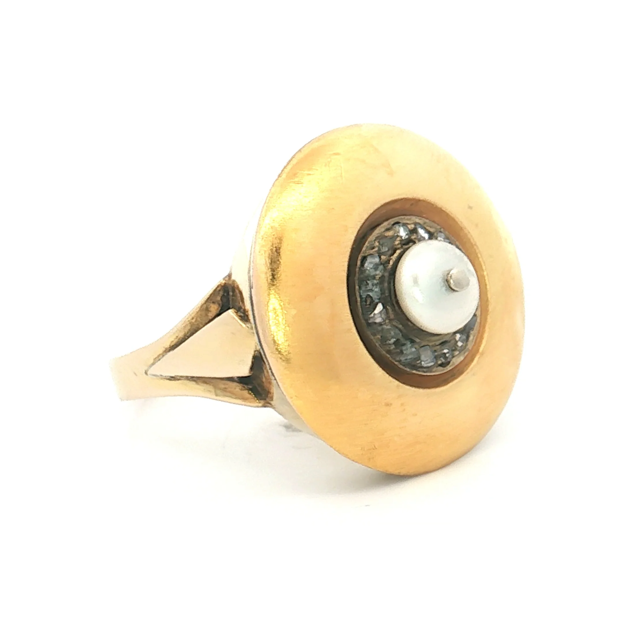 Vintage Victorian Pearl & Diamond Cocktail Ring 14k - Image 3