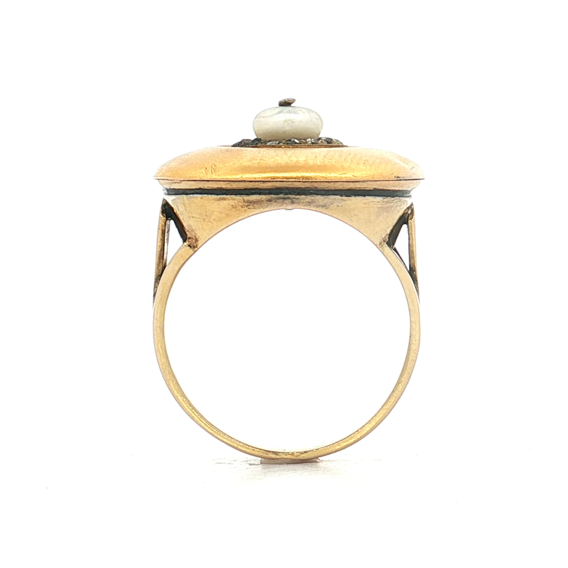 Vintage Victorian Pearl & Diamond Cocktail Ring 14k - Image 4