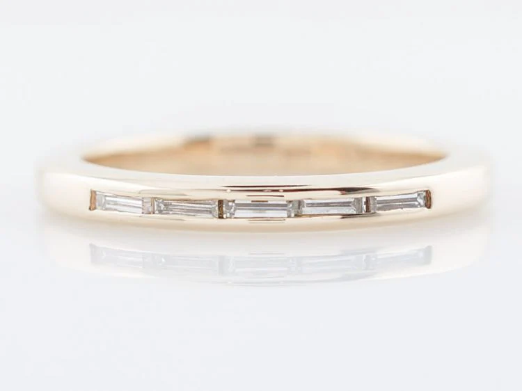 Vintage Wedding Band Mid-Century .25 Baguette Cut Diamonds in 14k Yellow Gold
