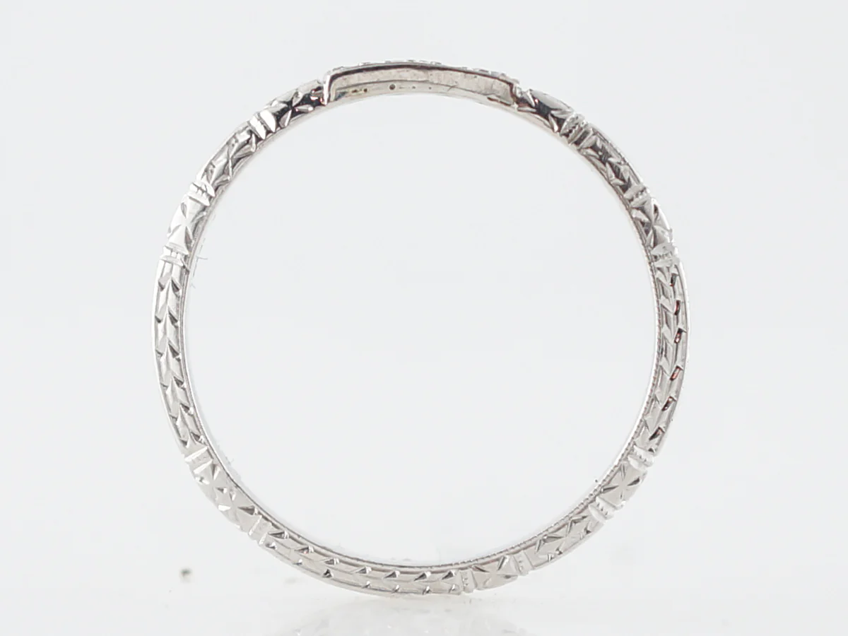 Vintage Wedding Band Art Deco .06 Single Cut Diamonds in 18k White Gold - Image 4