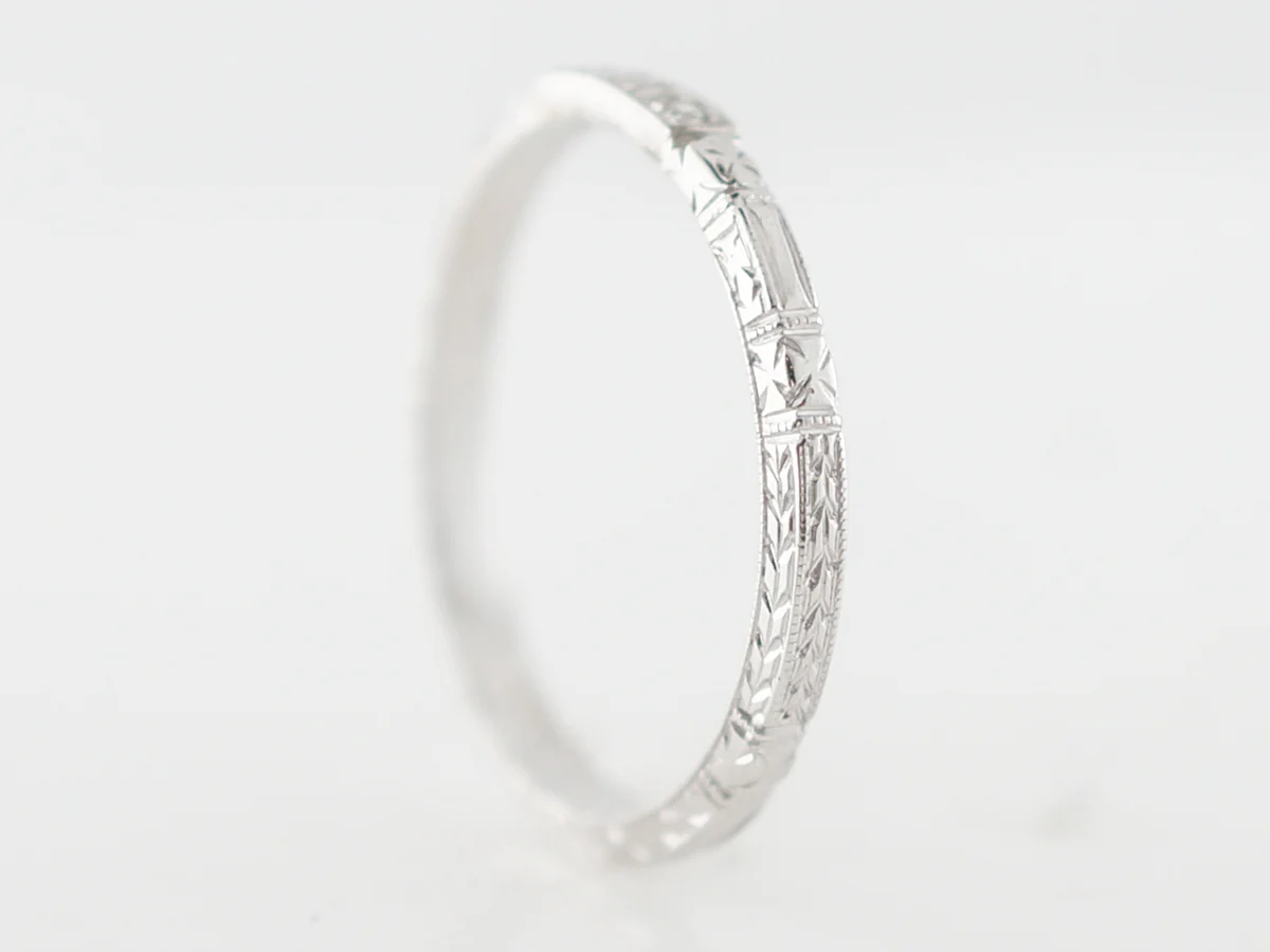 Vintage Wedding Band Art Deco .06 Single Cut Diamonds in 18k White Gold - Image 5