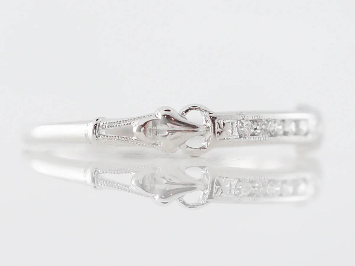 Vintage Wedding Band Art Deco .08 Single Cut Diamonds in 18k White Gold - Image 3