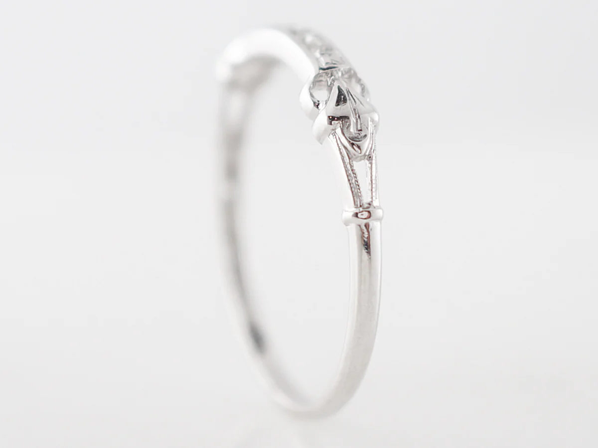 Vintage Wedding Band Art Deco .08 Single Cut Diamonds in 18k White Gold - Image 5